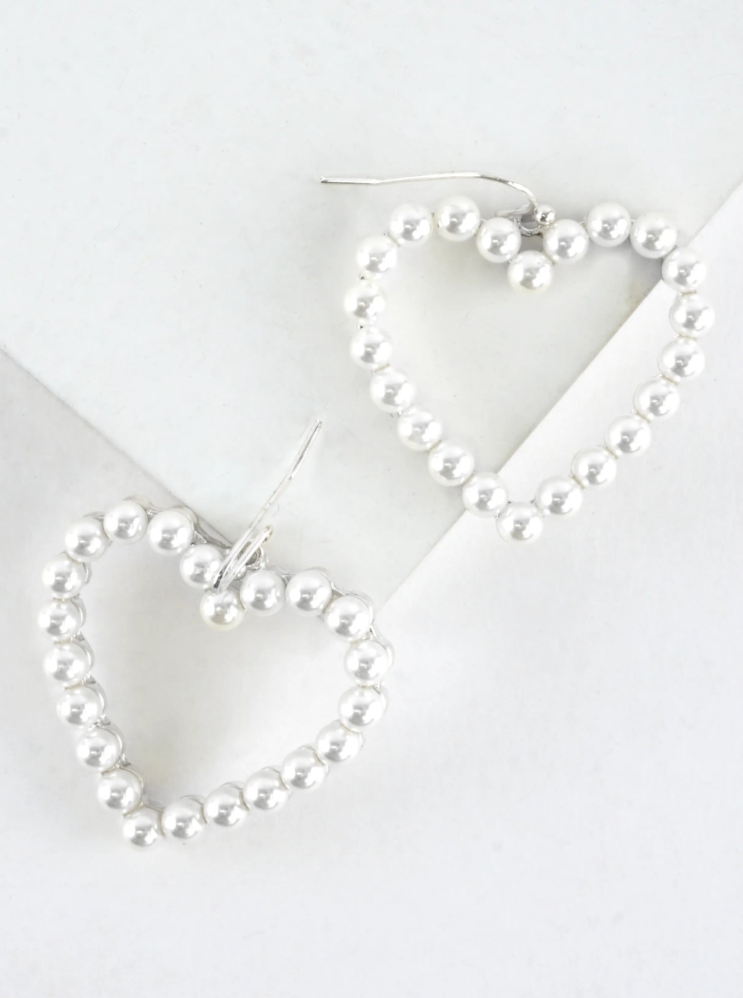 Pearl Embedded Heart Drop Earrings