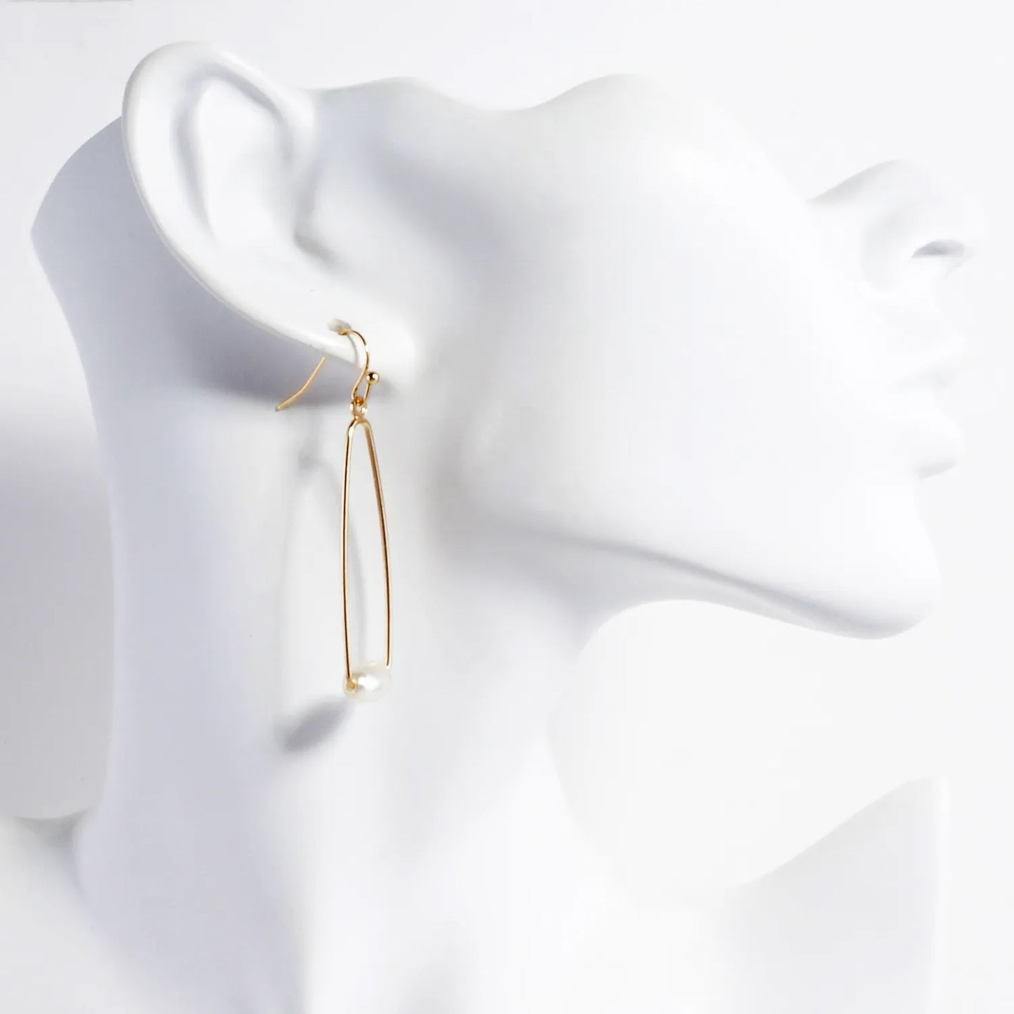 Pearl On Wire Teardrop Dangle Earrings