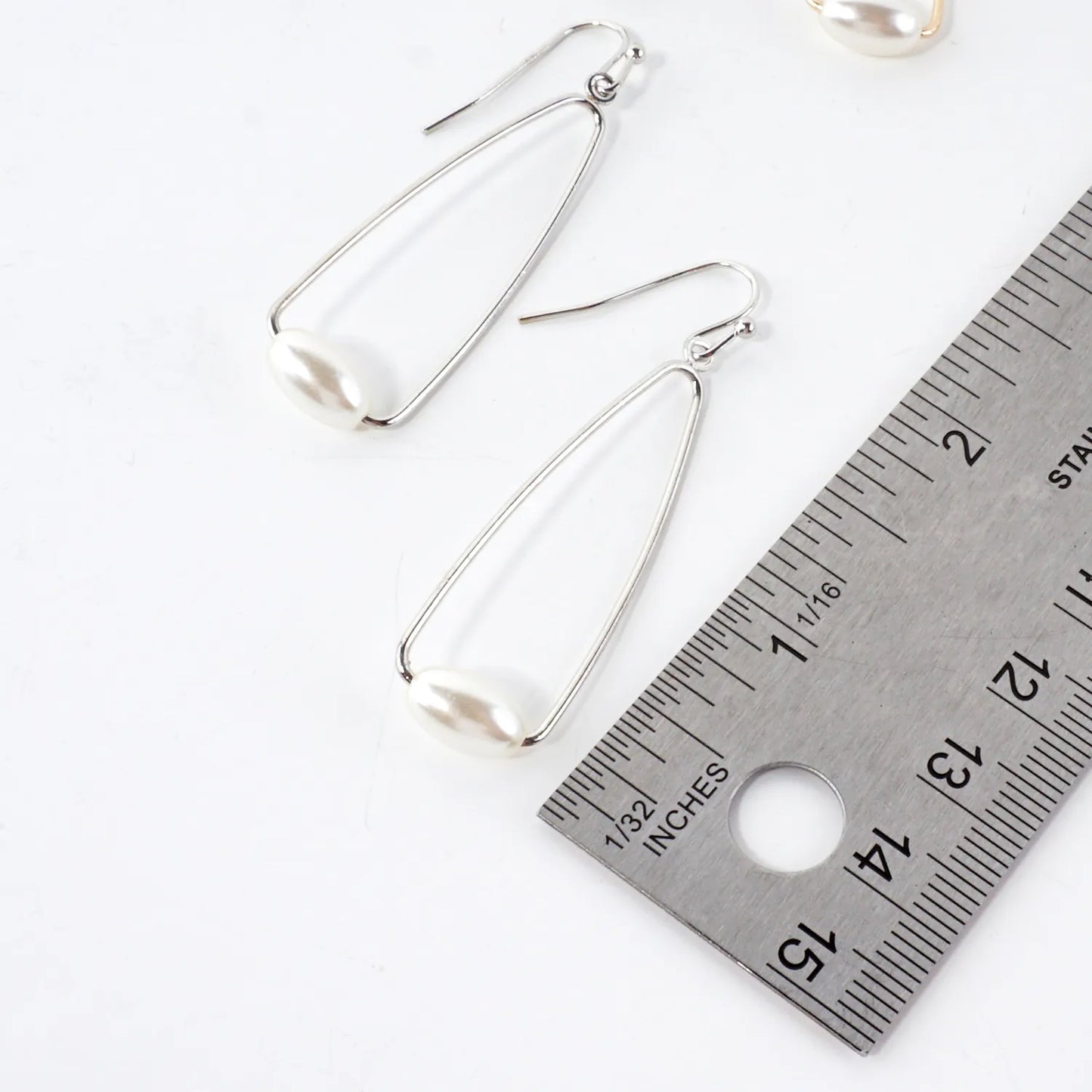 Pearl On Wire Teardrop Dangle Earrings