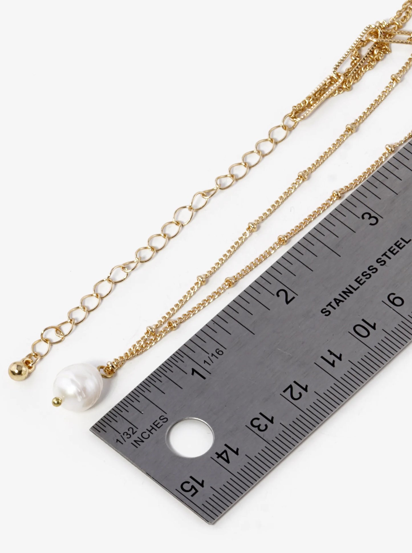 Pearl Pendant Layered Multi Chain Necklace