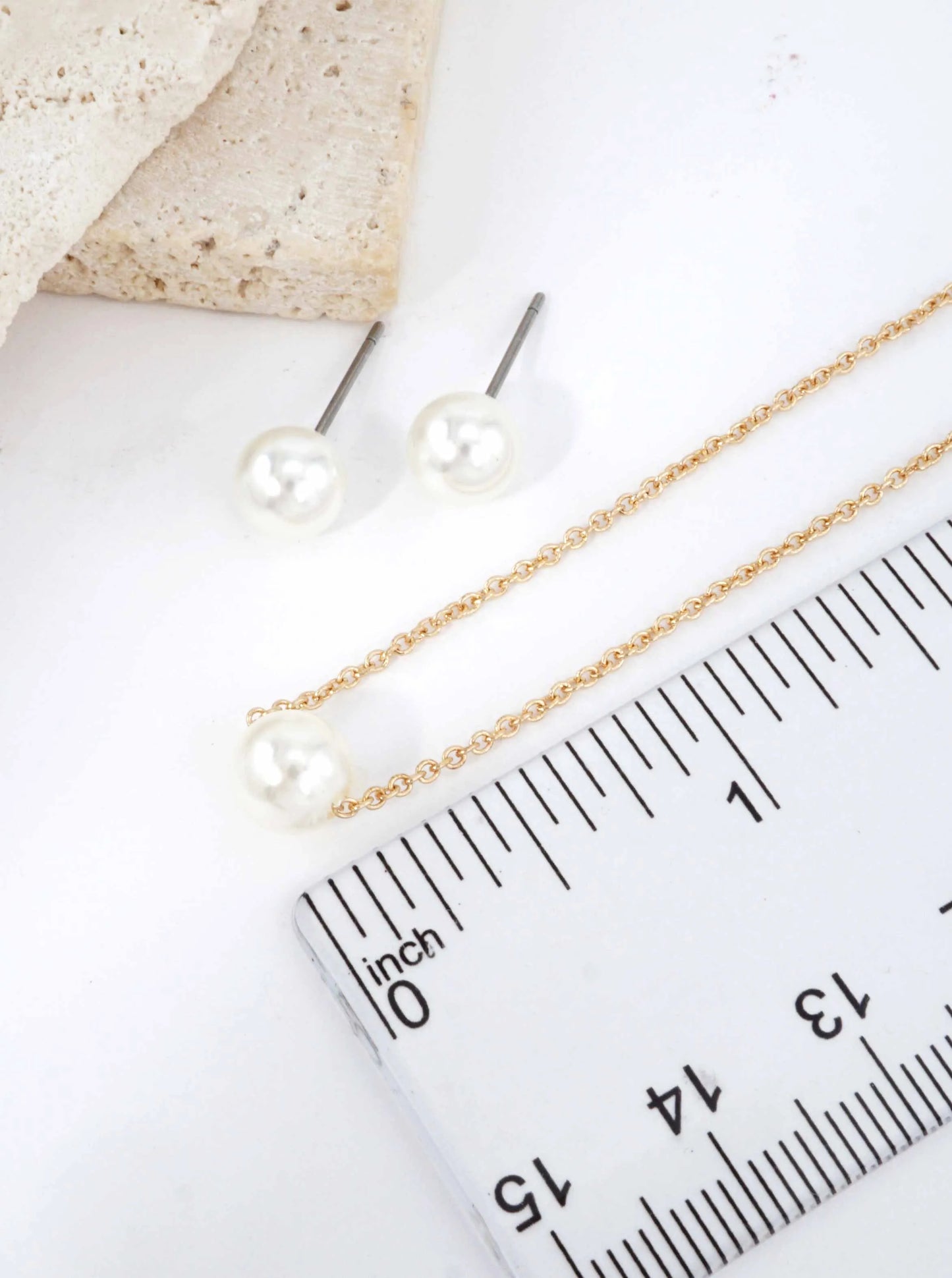Pearl Pendant Necklace & Stud Earrings Set