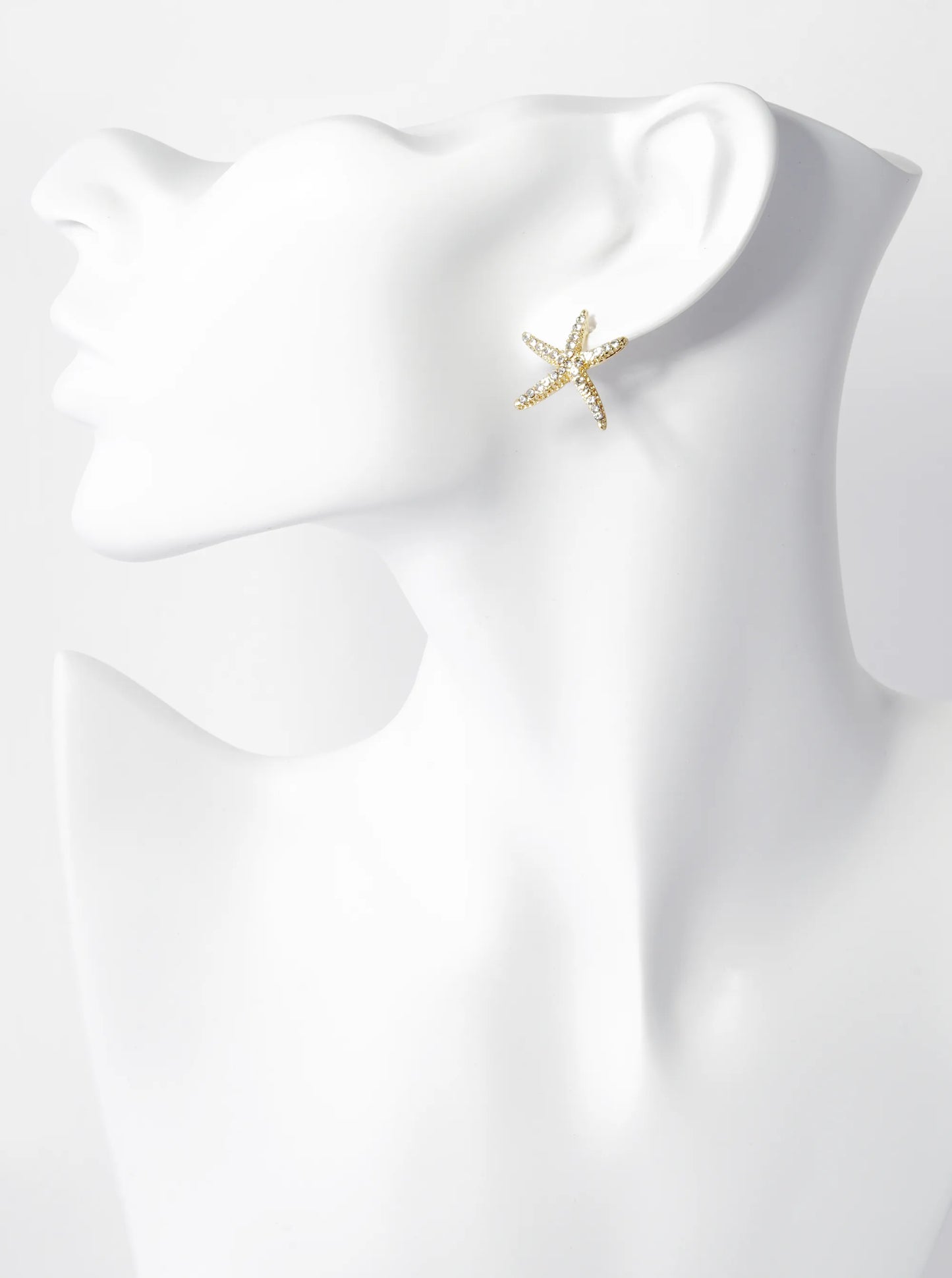 Pearl And Crystal Pave 20mm Starfish Stud Earrings