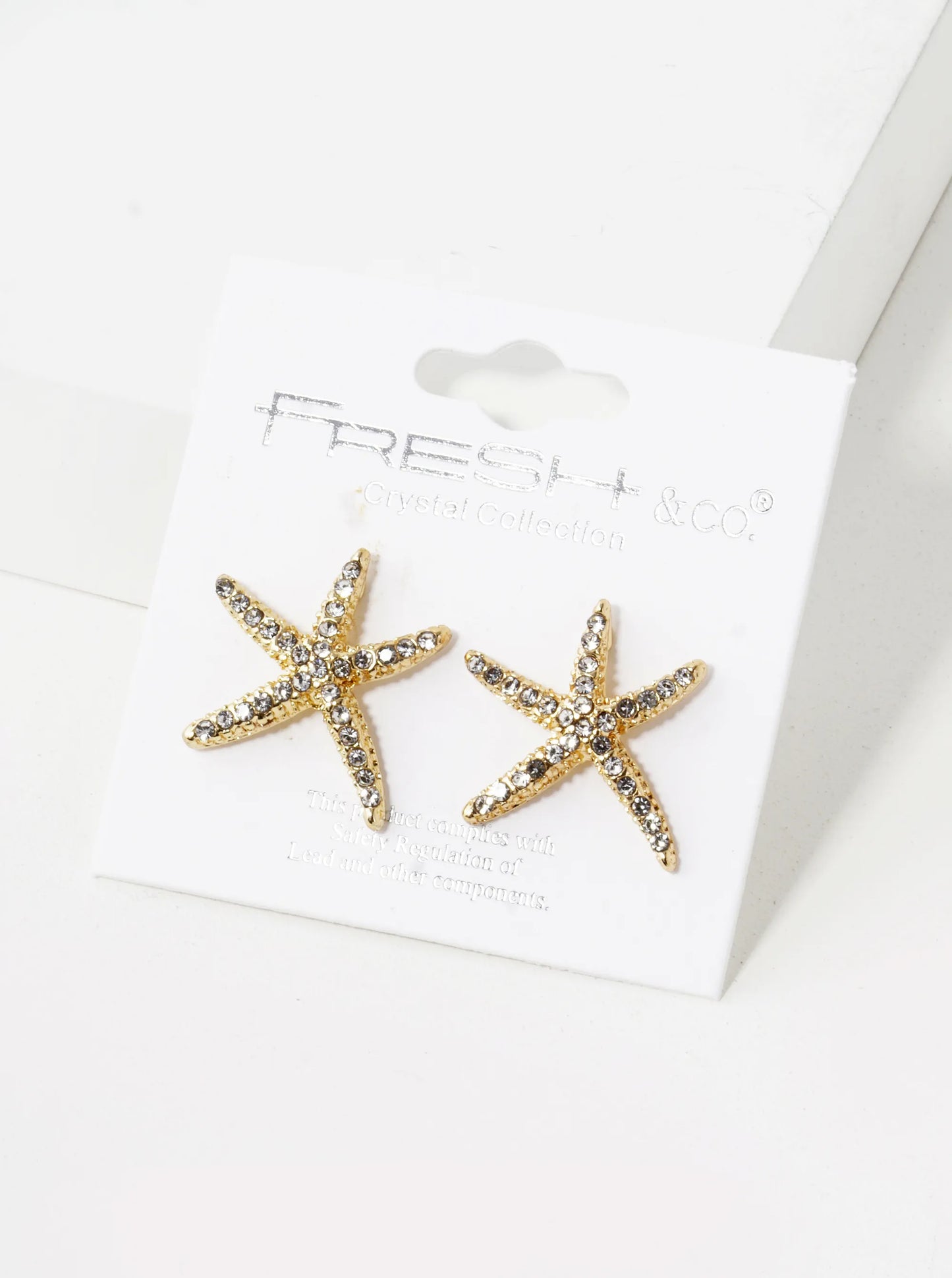 Pearl And Crystal Pave 20mm Starfish Stud Earrings