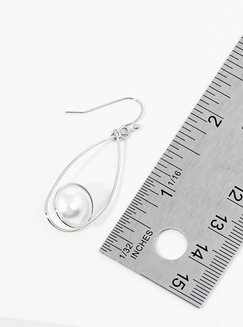 Pearl Wire Wrapped Teardrop Dangle Drop Earrings