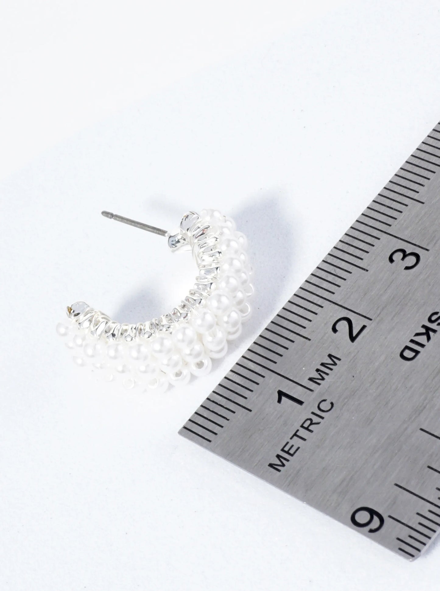 Pearls In Three Rows Open Hoop Earrings