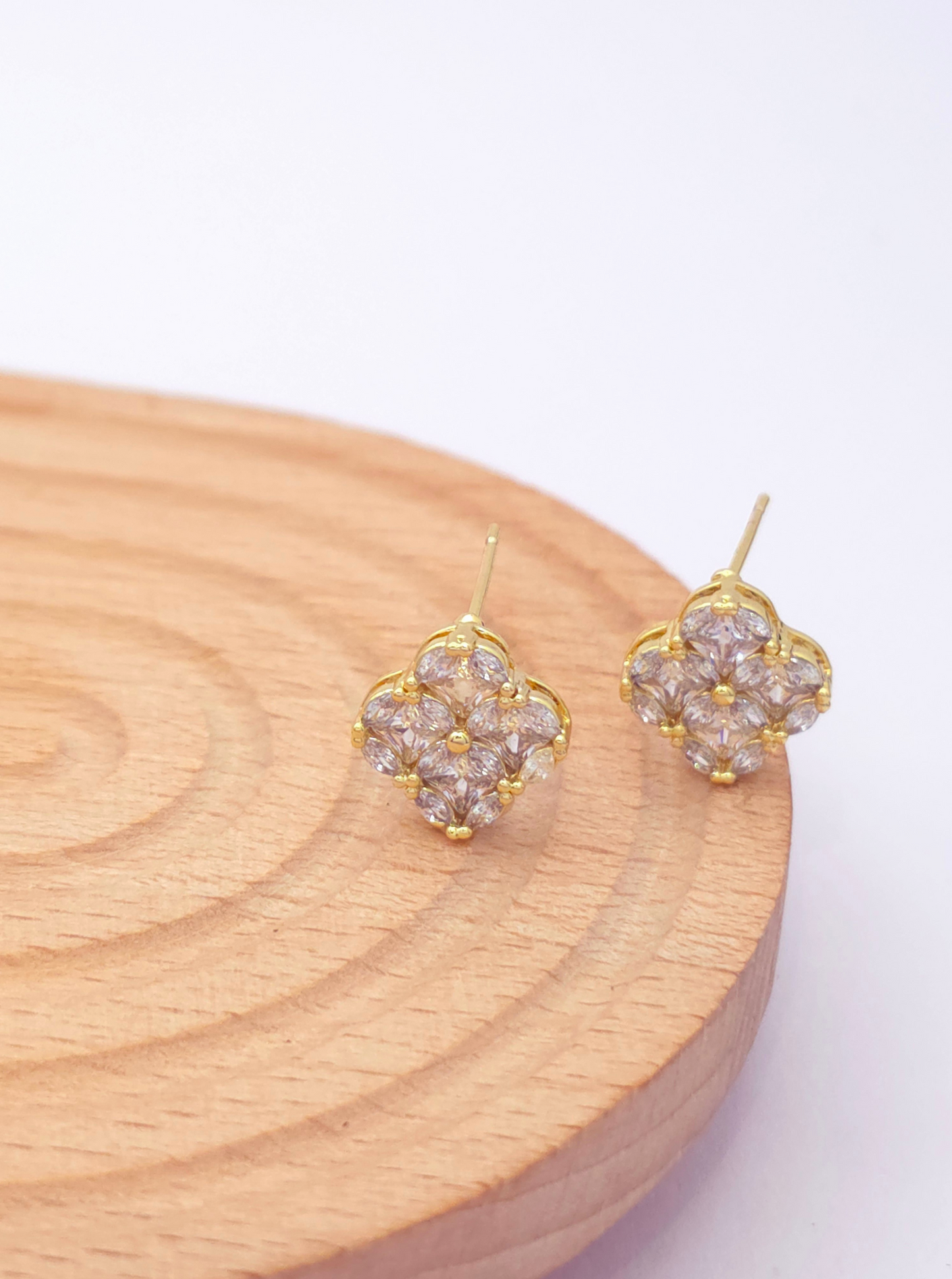 Petite Flower Pave Stud Earrings