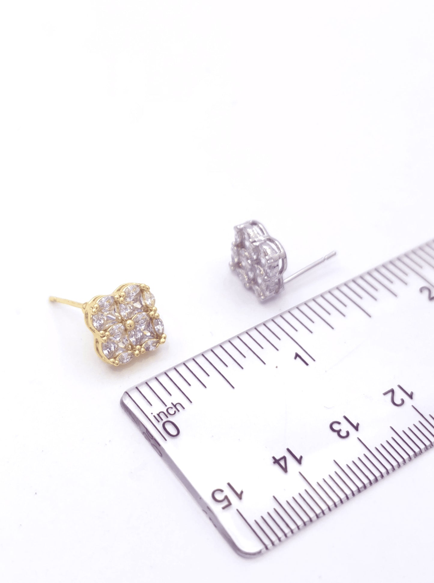Petite Flower Pave Stud Earrings