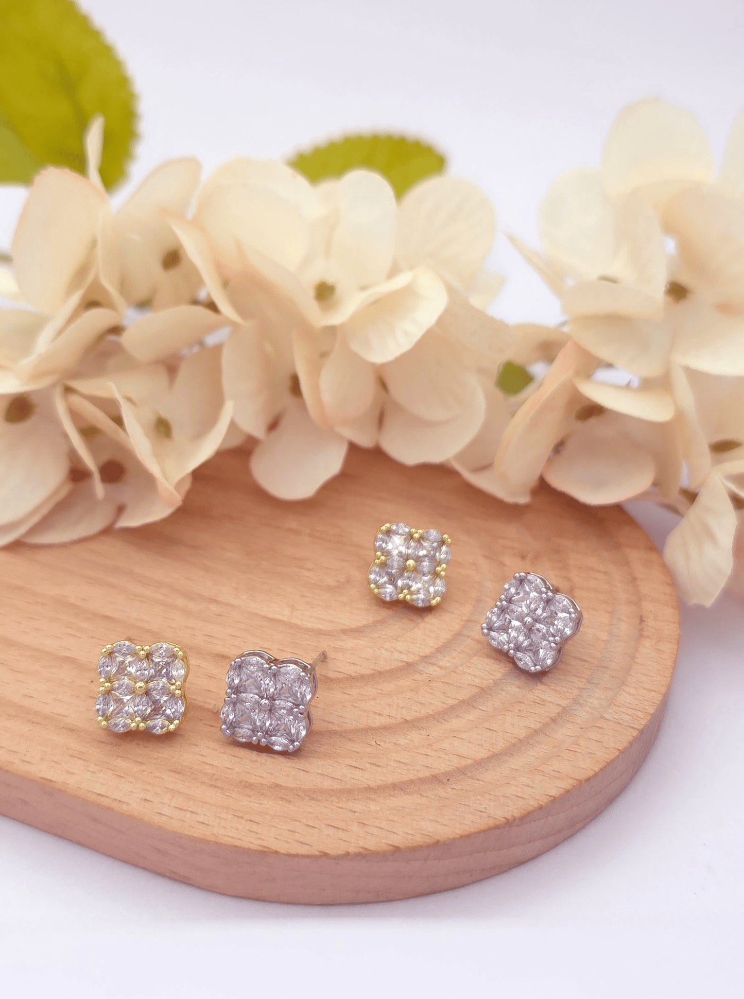 Petite Flower Pave Stud Earrings