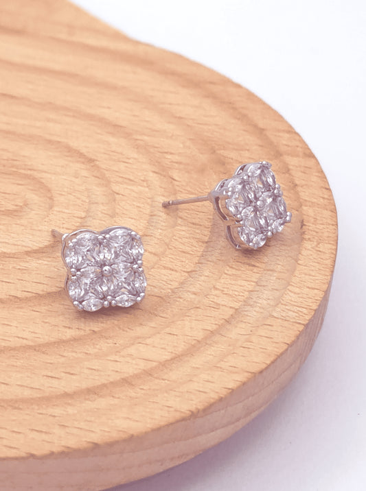 Petite Flower Pave Stud Earrings