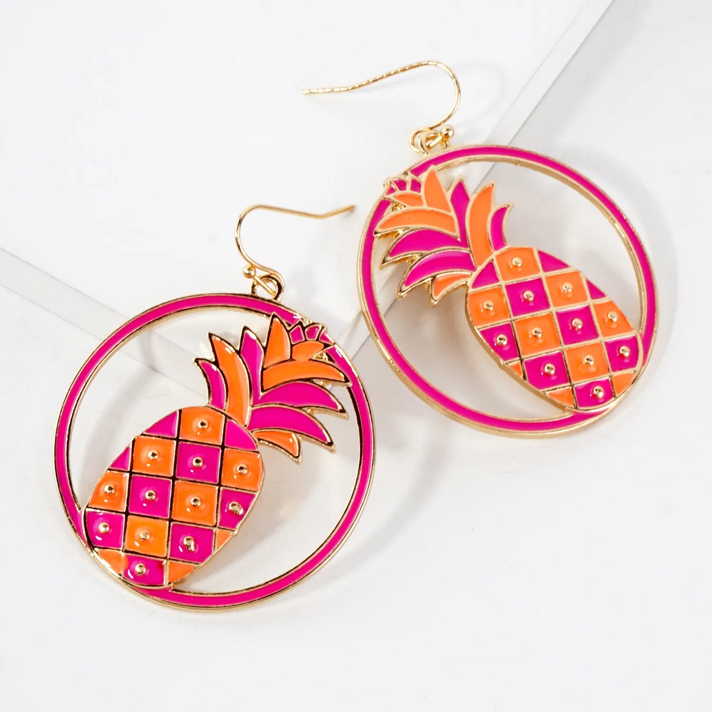 Pineapple Circle Drop Statement Earrings