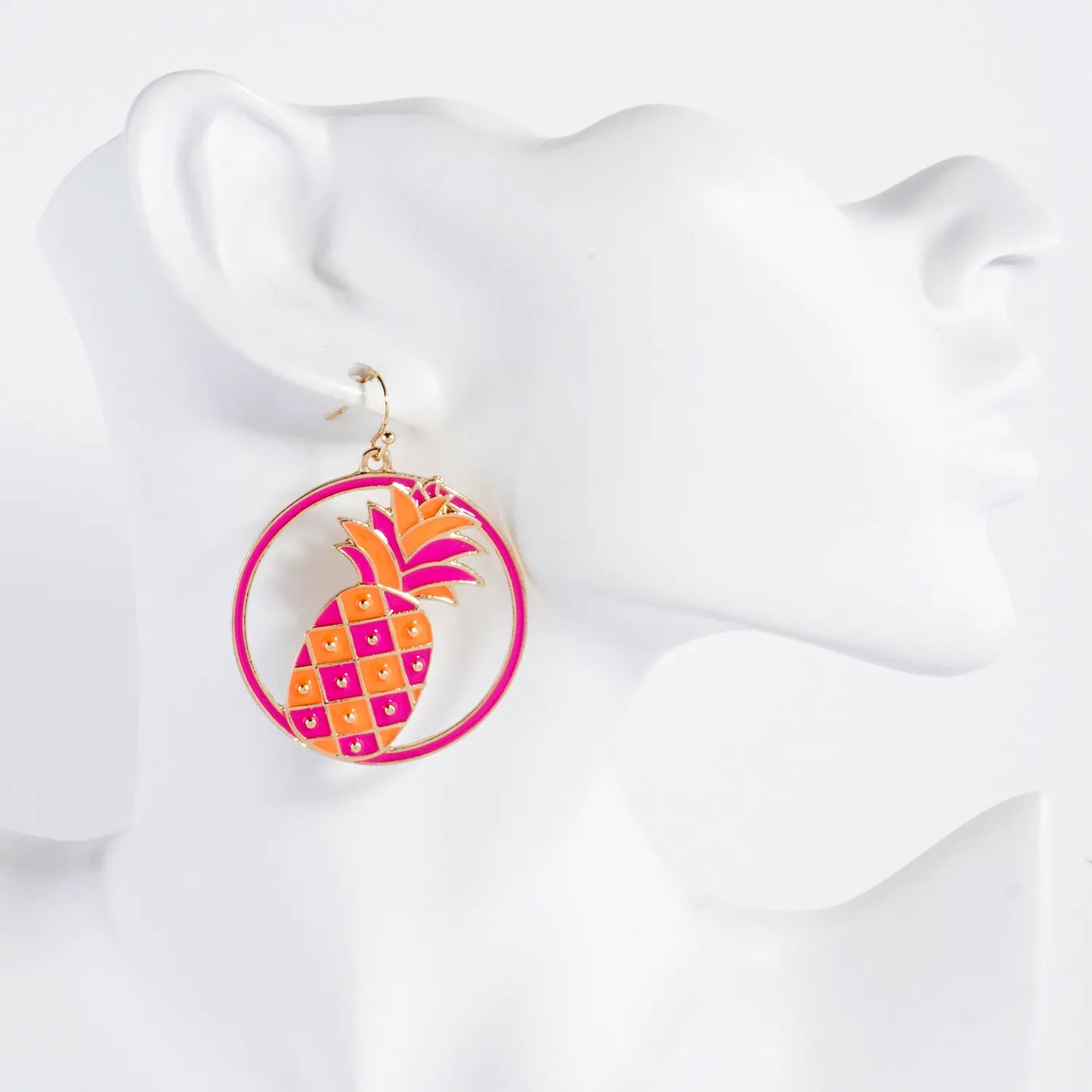 Pineapple Circle Drop Statement Earrings