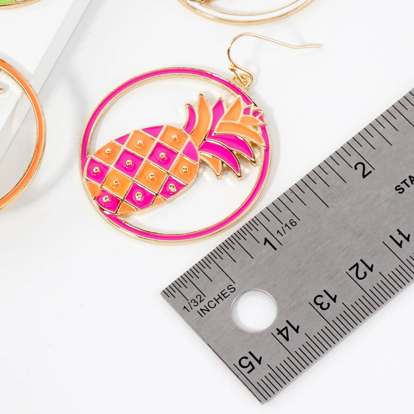 Pineapple Circle Drop Statement Earrings