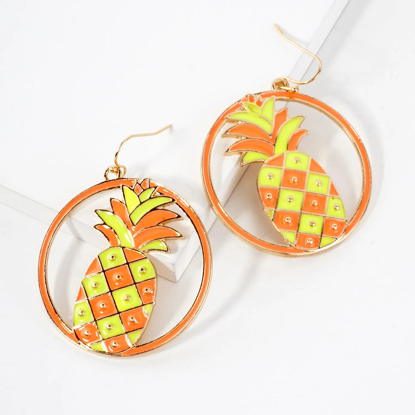 Pineapple Circle Drop Statement Earrings