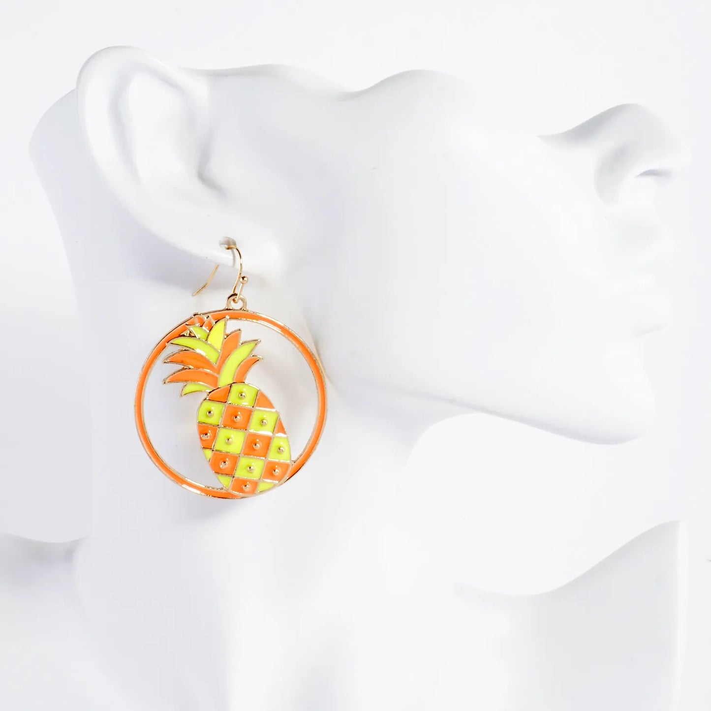 Pineapple Circle Drop Statement Earrings