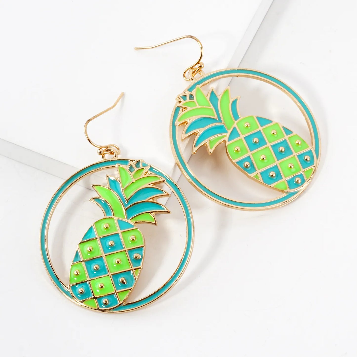 Pineapple Circle Drop Statement Earrings
