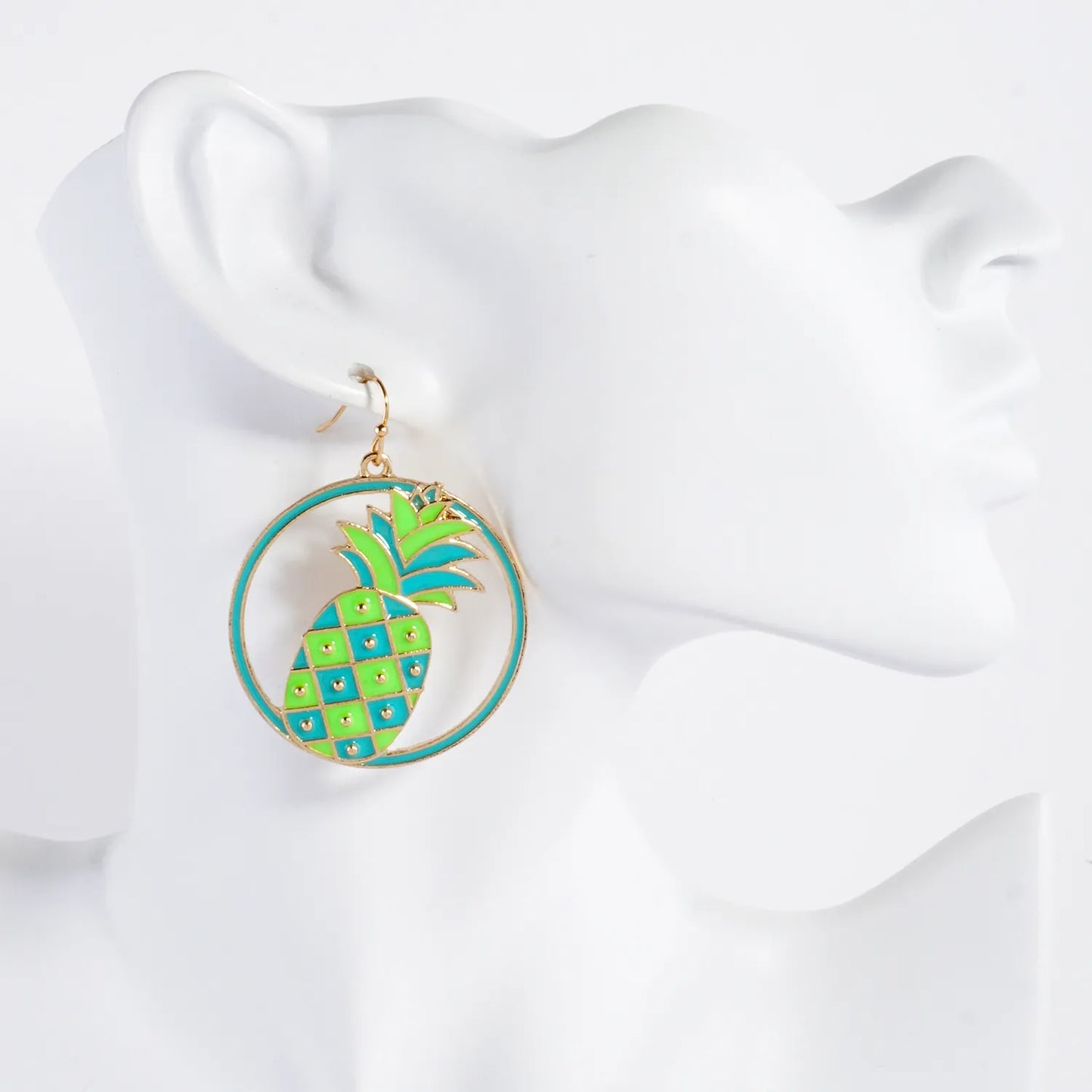 Pineapple Circle Drop Statement Earrings