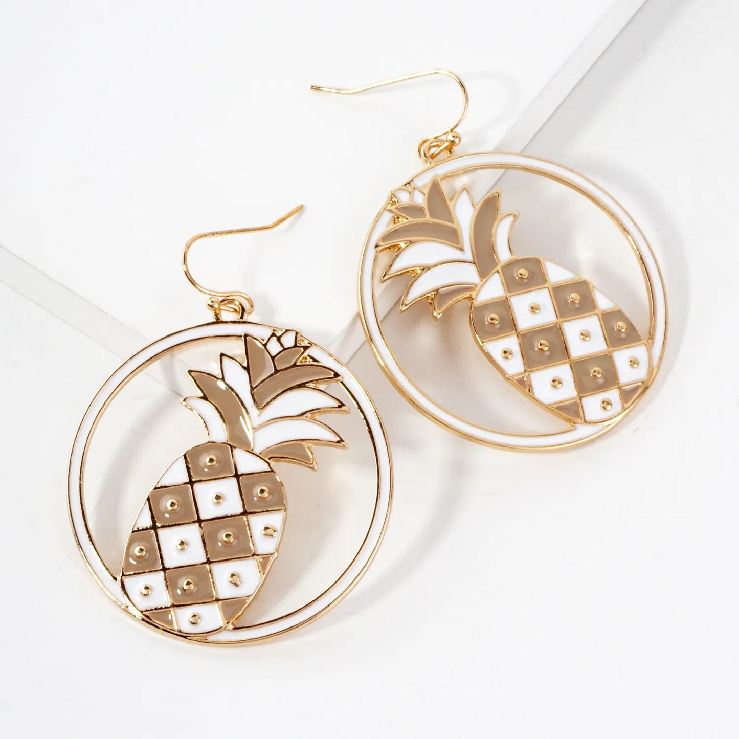 Pineapple Circle Drop Statement Earrings