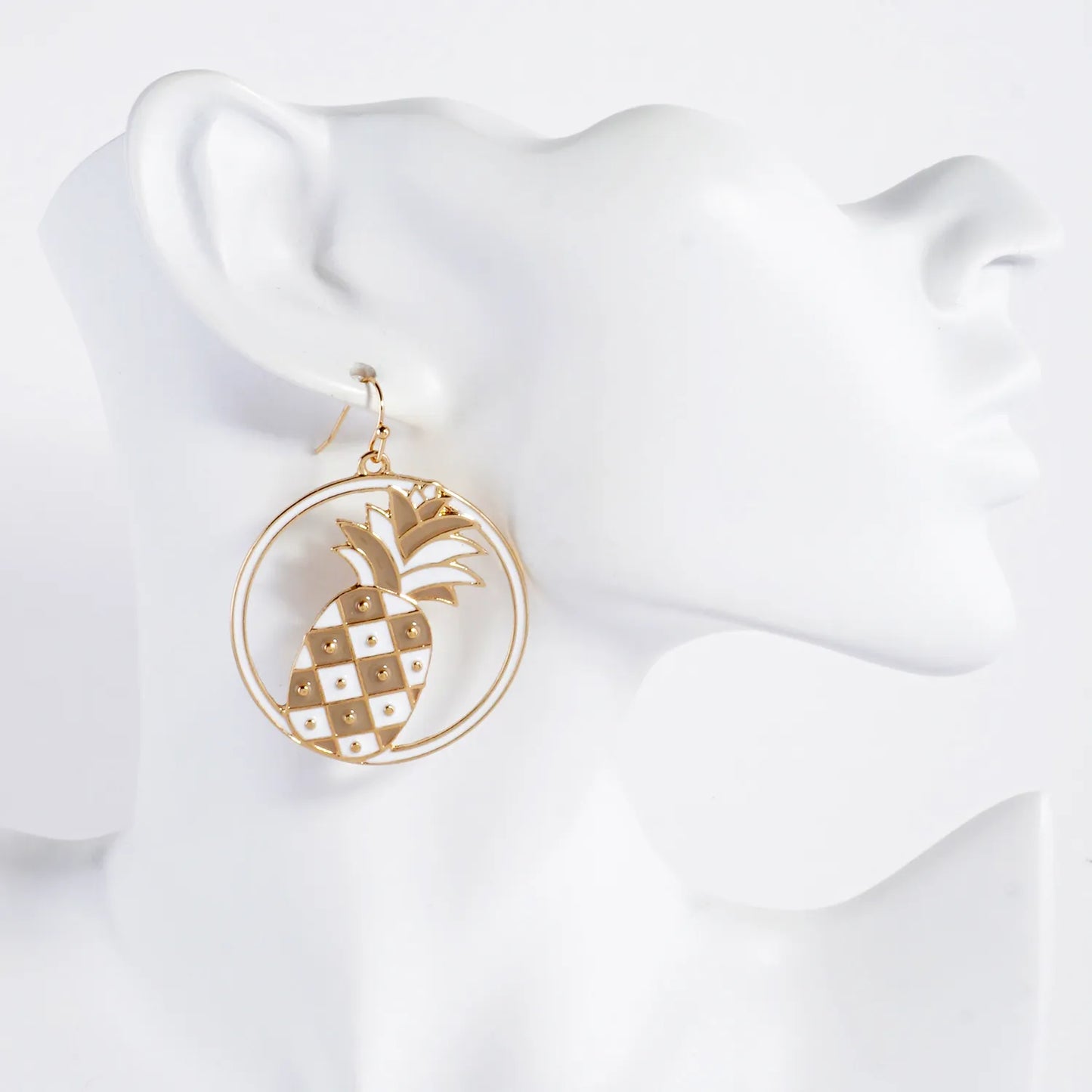 Pineapple Circle Drop Statement Earrings