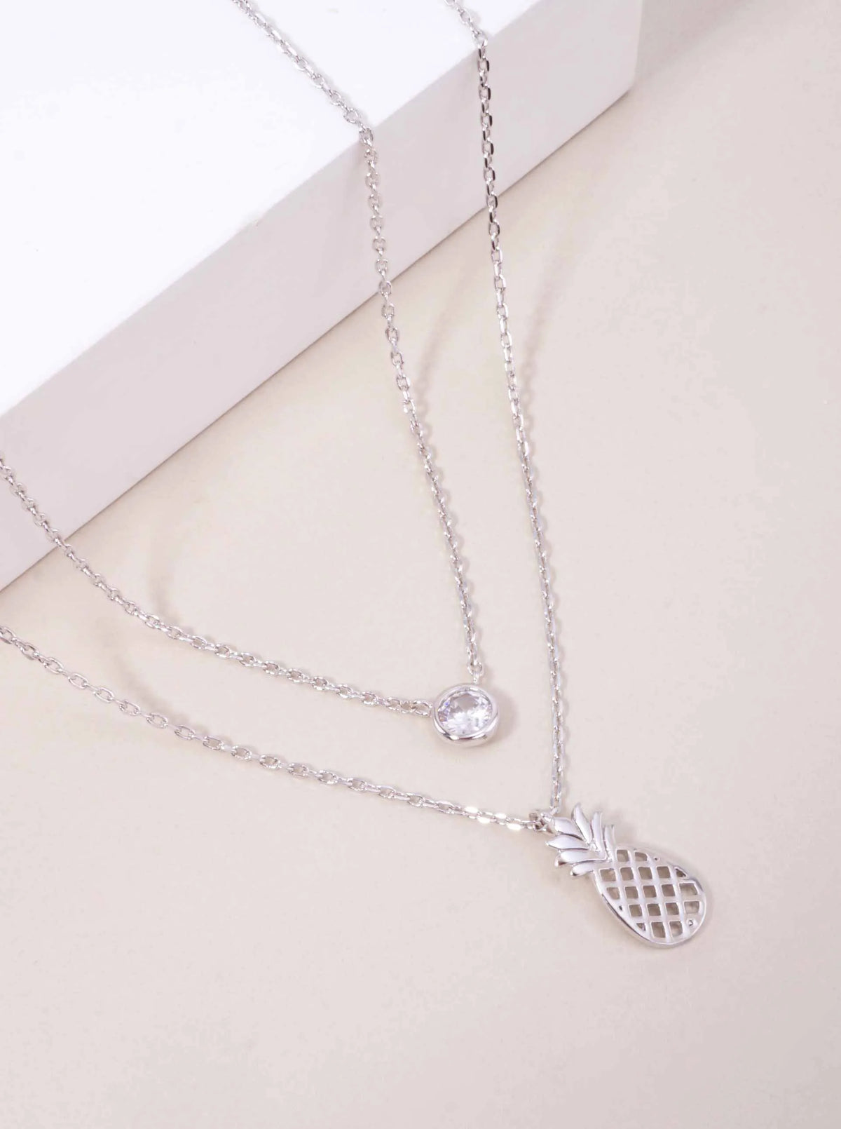Pineapple Pendant 18K-Gold-Dipped Layered Necklace