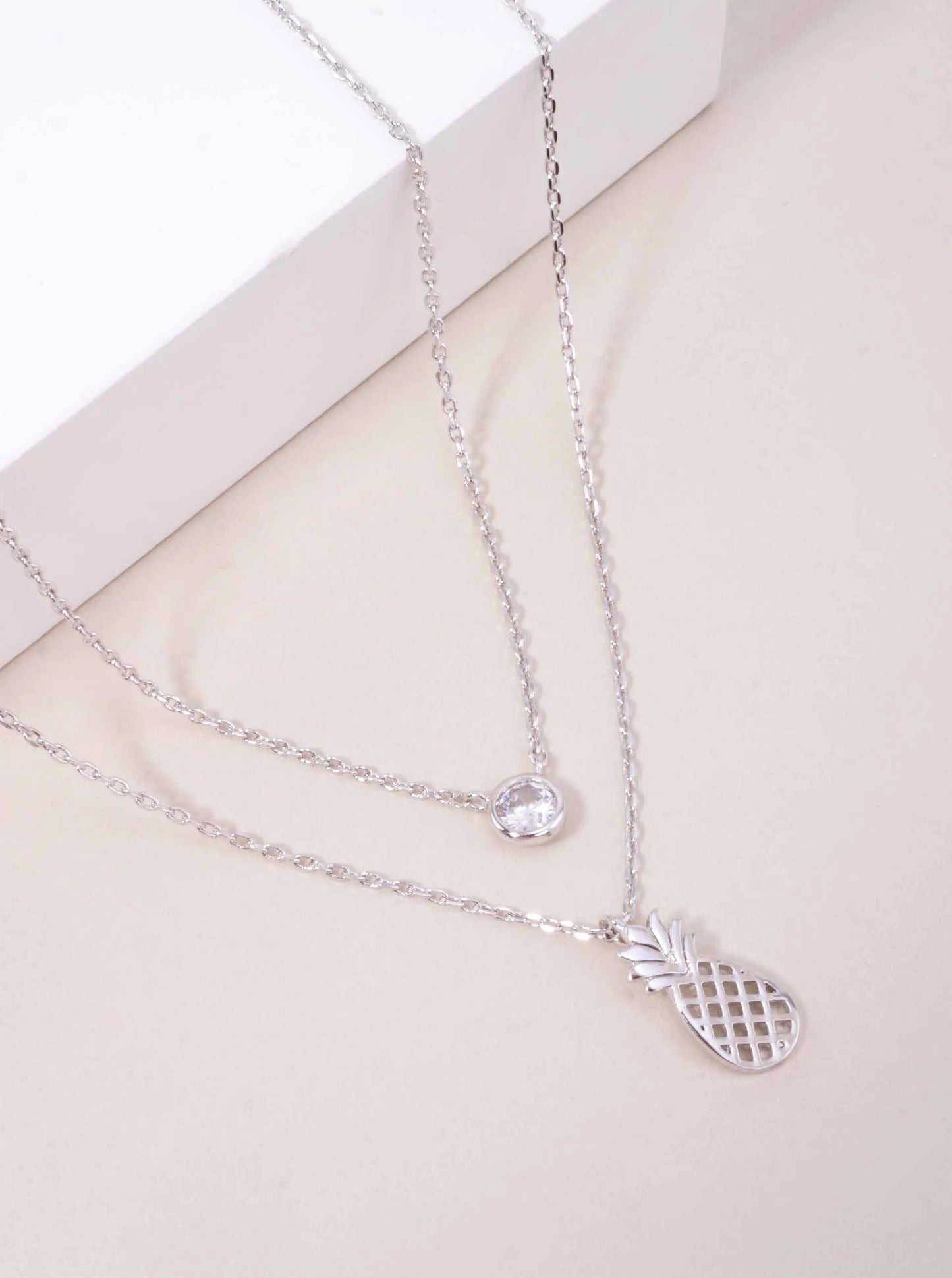 Pineapple Pendant 18K-Gold-Dipped Layered Necklace