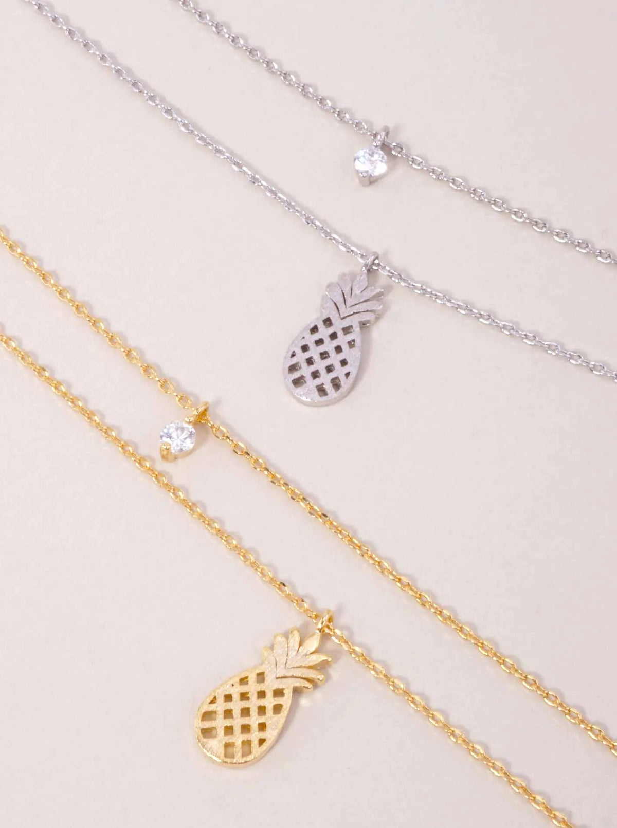 Pineapple Pendant 18K-Gold-Dipped Layered Necklace