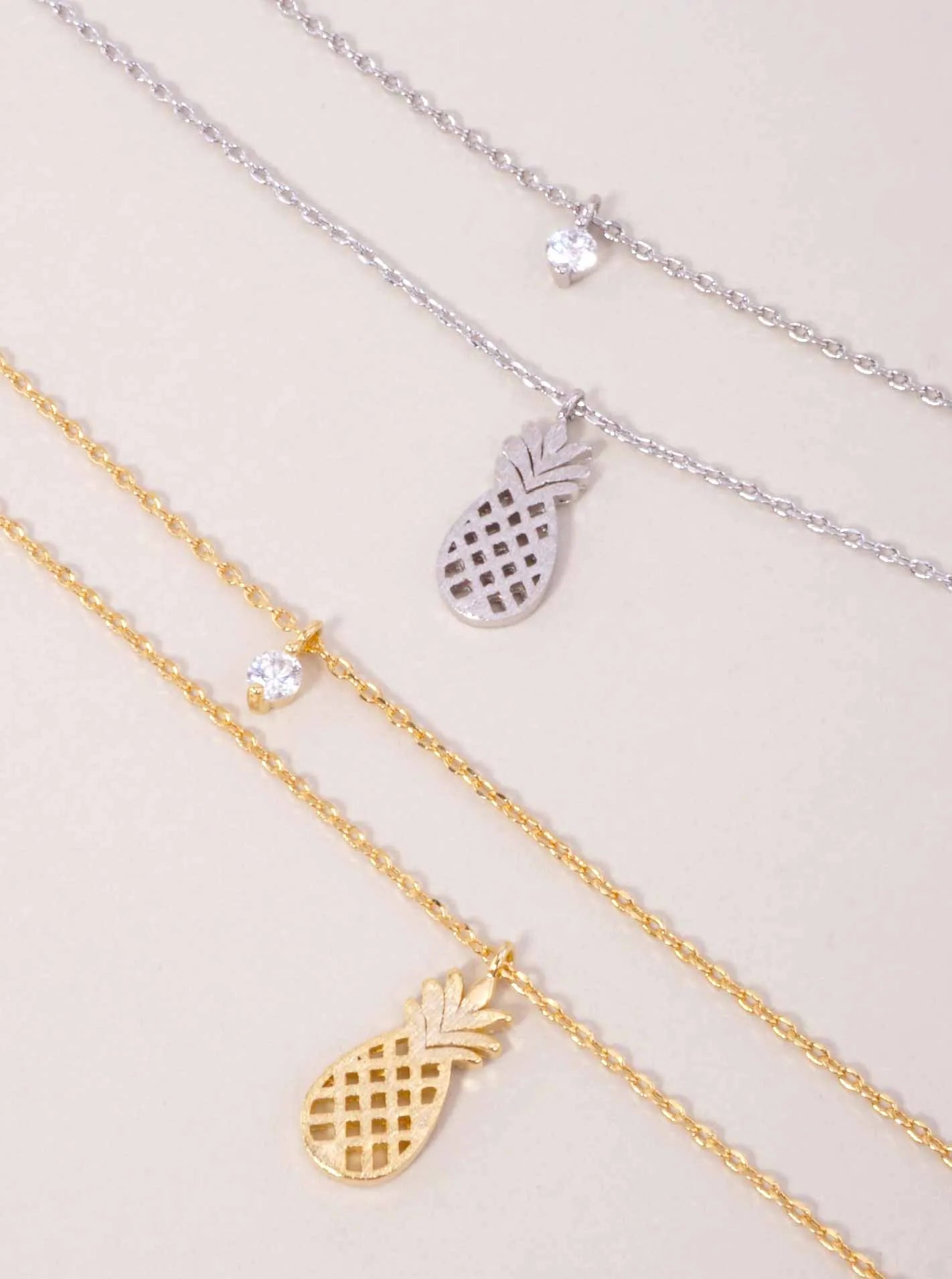 Pineapple Pendant 18K-Gold-Dipped Layered Necklace
