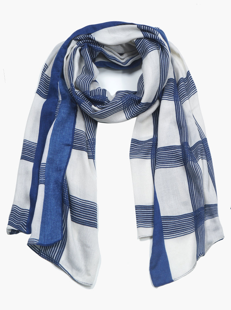 Plaid Pattern Lightweight Polyester Oblong Scarf