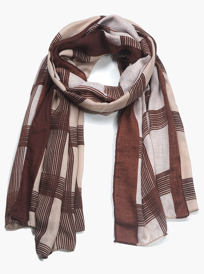 Plaid Pattern Lightweight Polyester Oblong Scarf