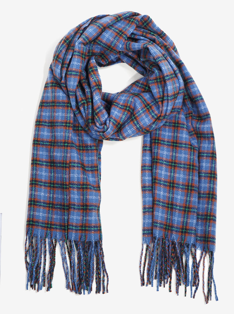Plaid Tartan Multi Tone Fringe Wrap Scarf