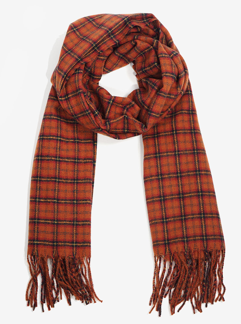 Plaid Tartan Multi Tone Fringe Wrap Scarf