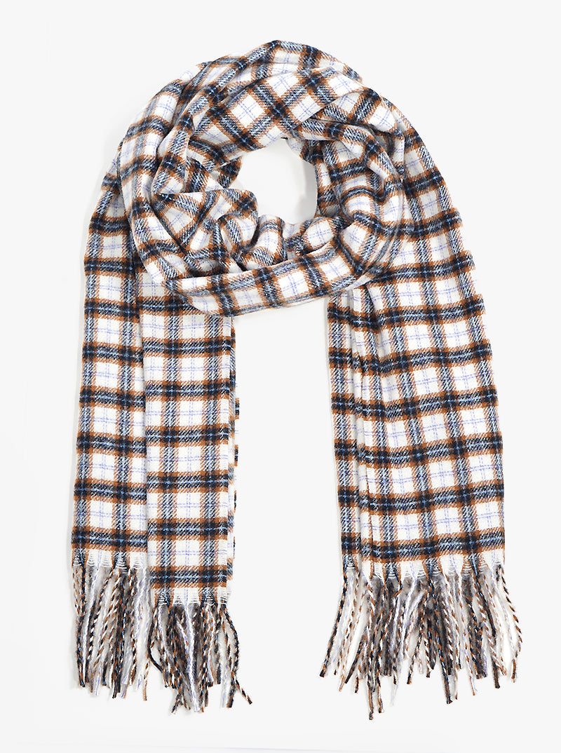 Plaid Tartan Multi Tone Fringe Wrap Scarf