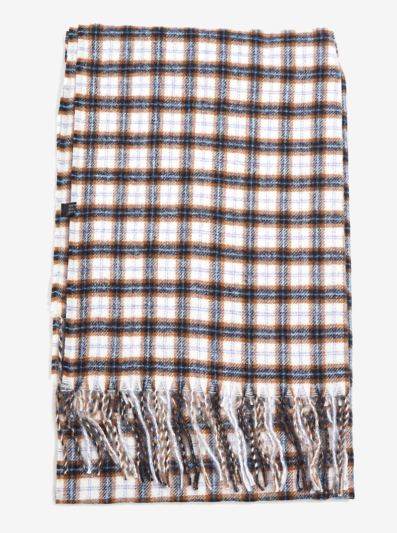 Plaid Tartan Multi Tone Fringe Wrap Scarf