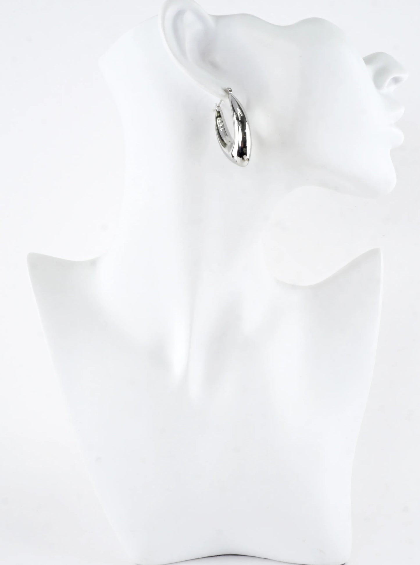 Pointed Puffy Brass Marquise Hoop Earrings