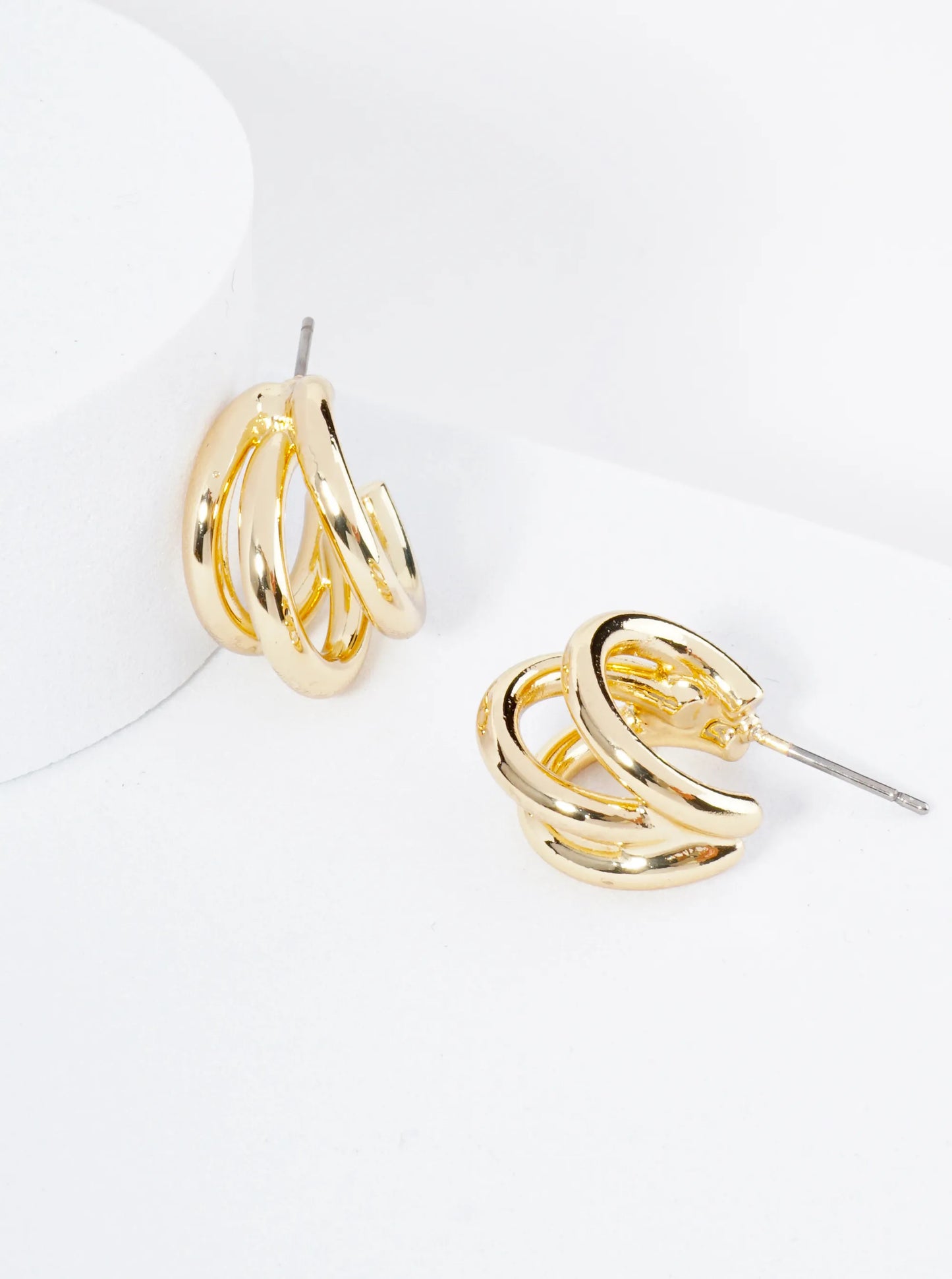 Polished 14K-Gold-Dipped 15mm Claw-Inspired Hoop Earrings