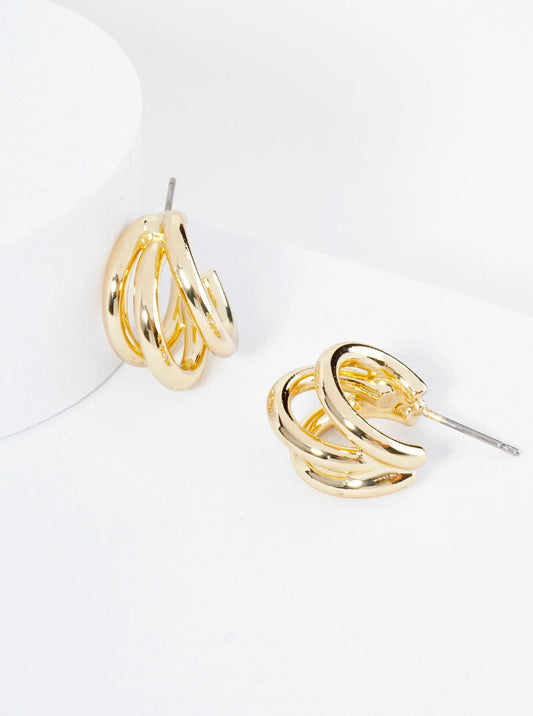 Polished 14K-Gold-Dipped 15mm Claw-Inspired Hoop Earrings