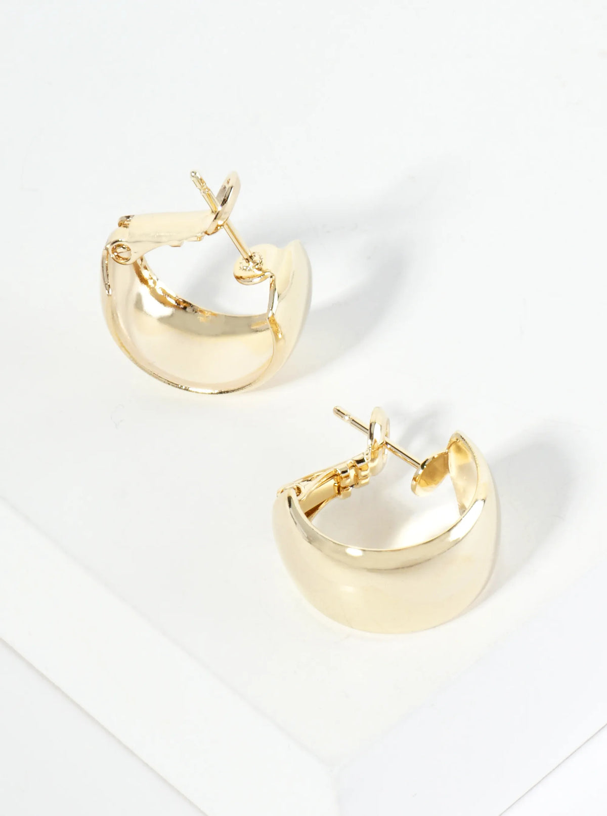 Polished 14K-Gold-Dipped 15mm Dainty Latch-Back Hoop Earrings