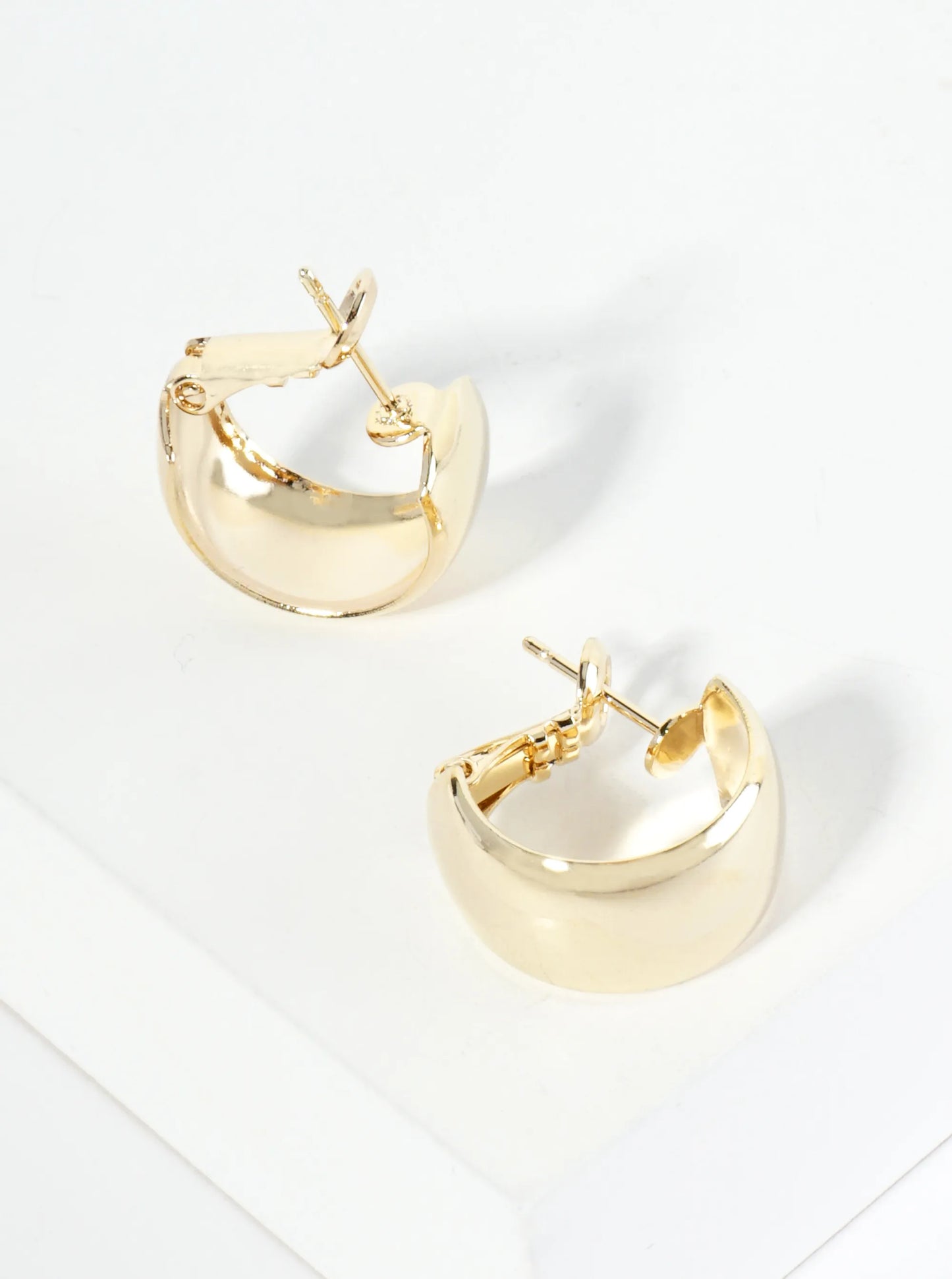 Polished 14K-Gold-Dipped 15mm Dainty Latch-Back Hoop Earrings