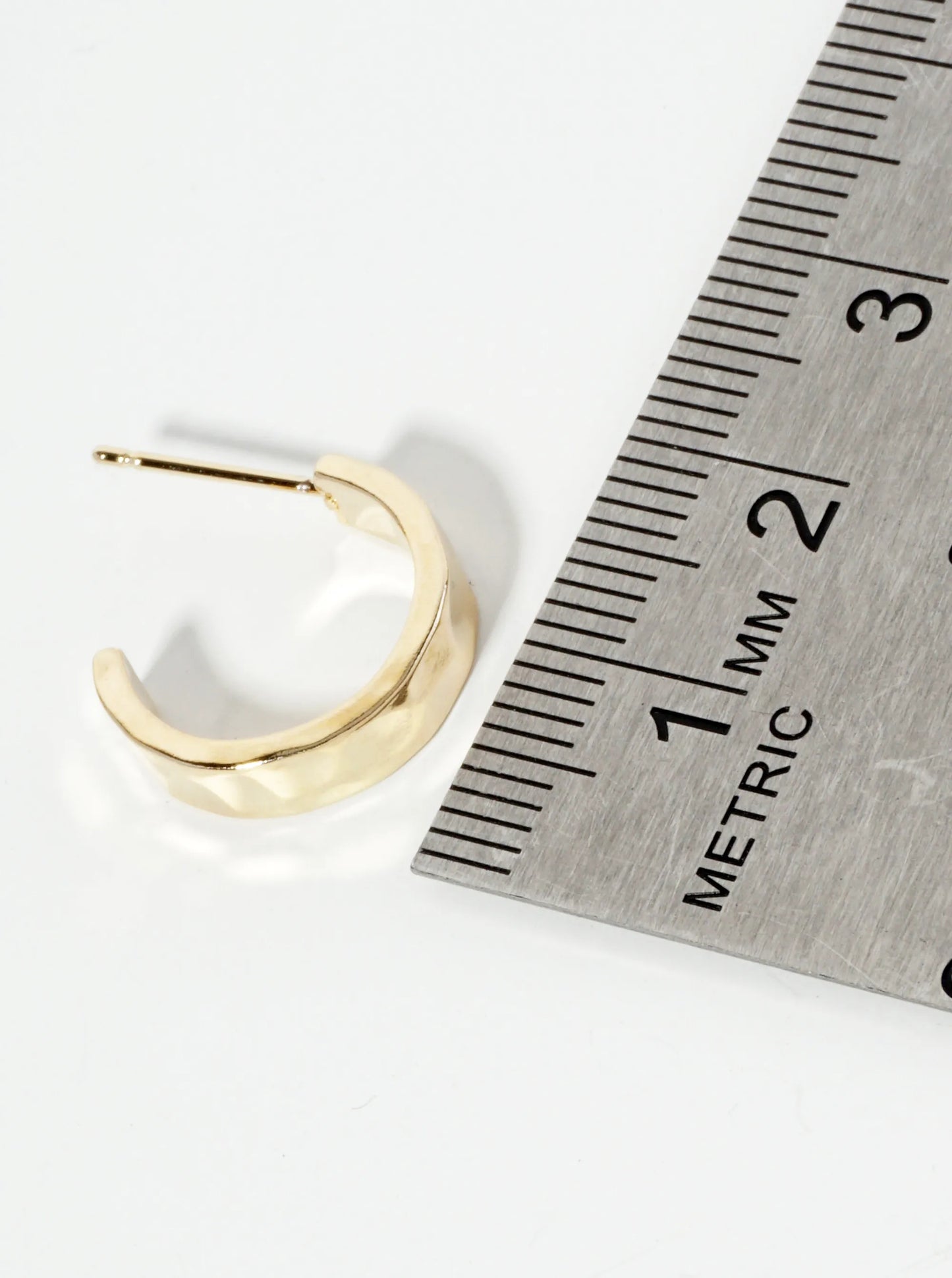 Polished 14K-Gold-Dipped 15mm Hammered Open Hoop Earrings