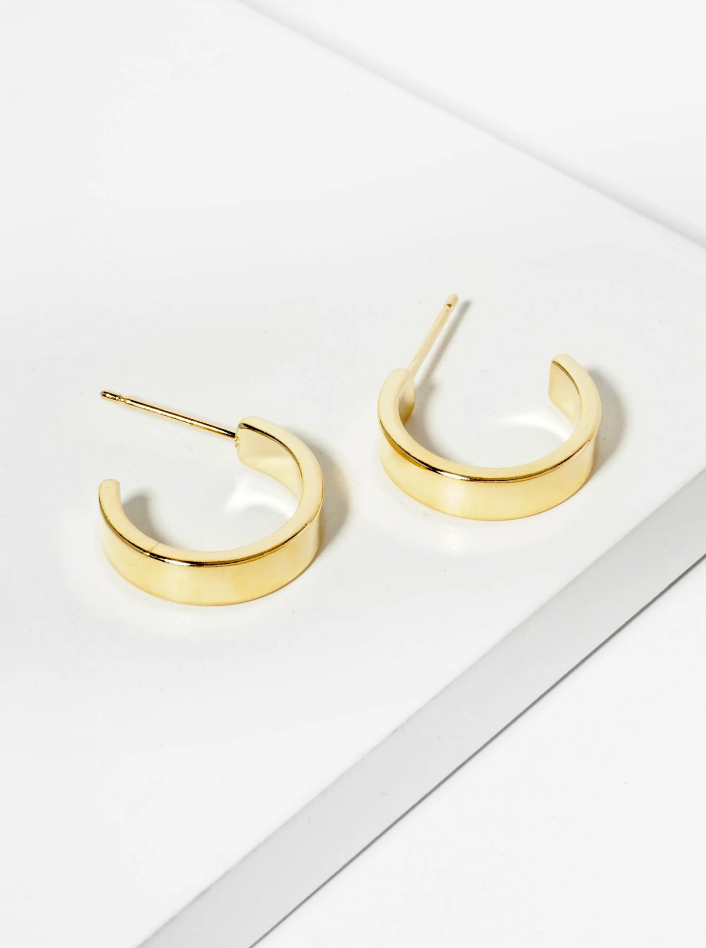 Polished 14K-Gold-Dipped 15mm Open Hoop Earrings