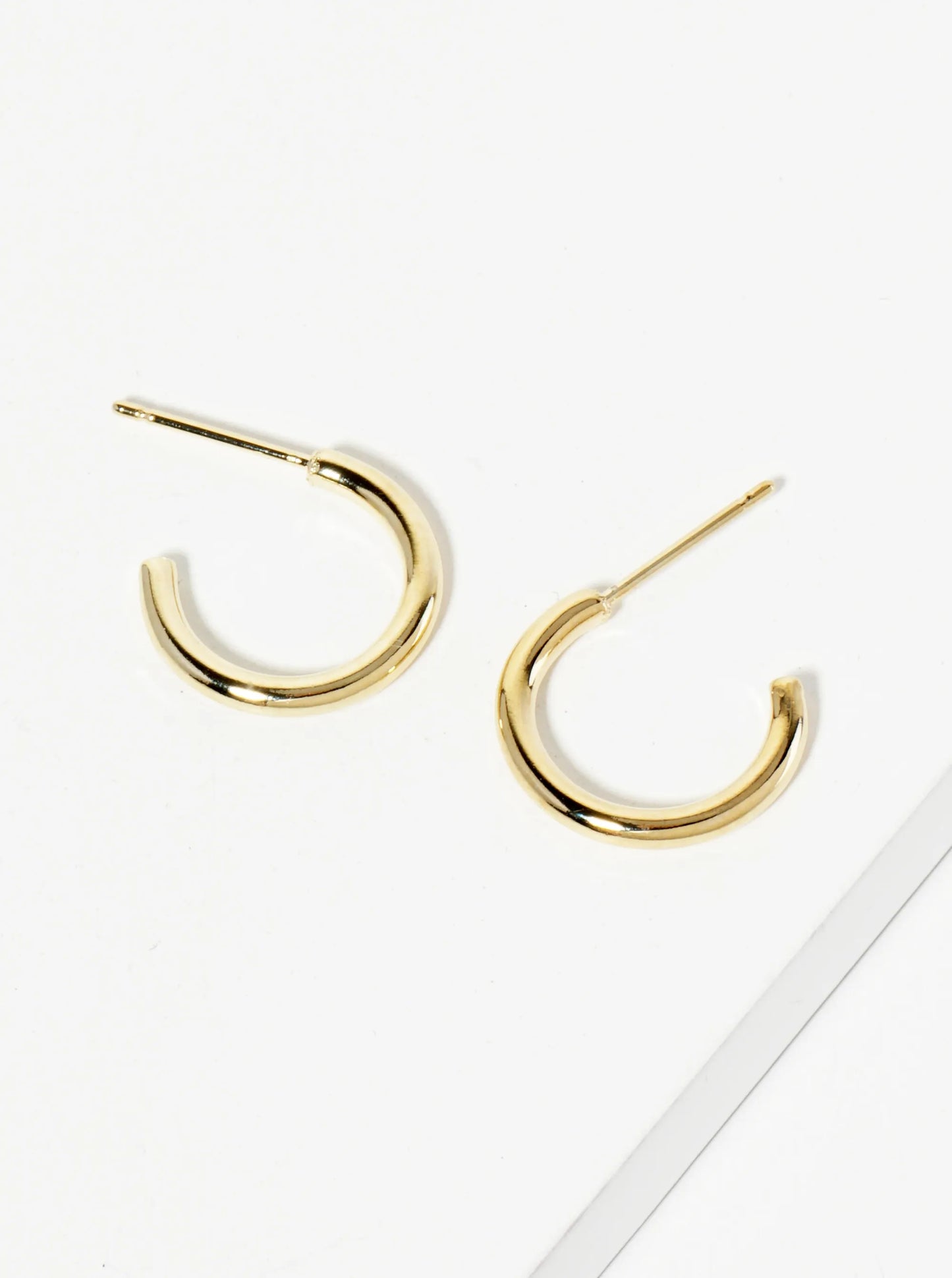 Polished 14K-Gold-Dipped 15mm Thin Open Hoop Earrings