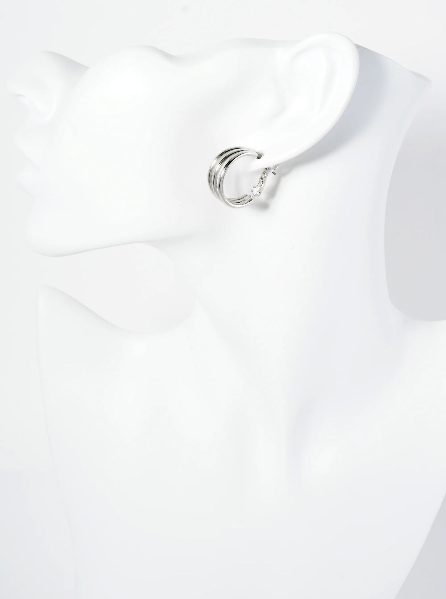 Polished 14K-Gold-Dipped 20mm 3-Layer Latch-Back Hoop Earrings