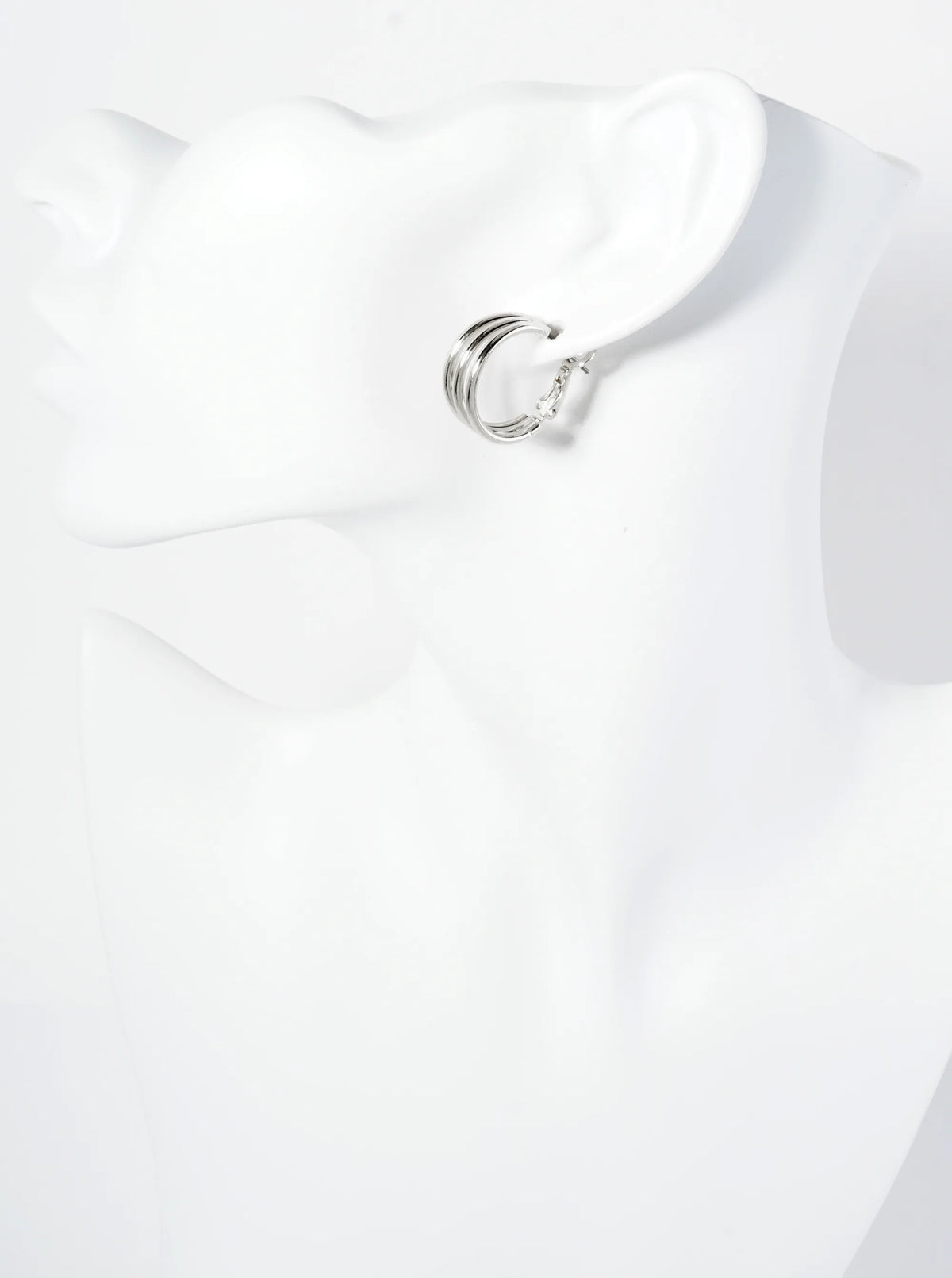 Polished 14K-Gold-Dipped 20mm 3-Layer Latch-Back Hoop Earrings