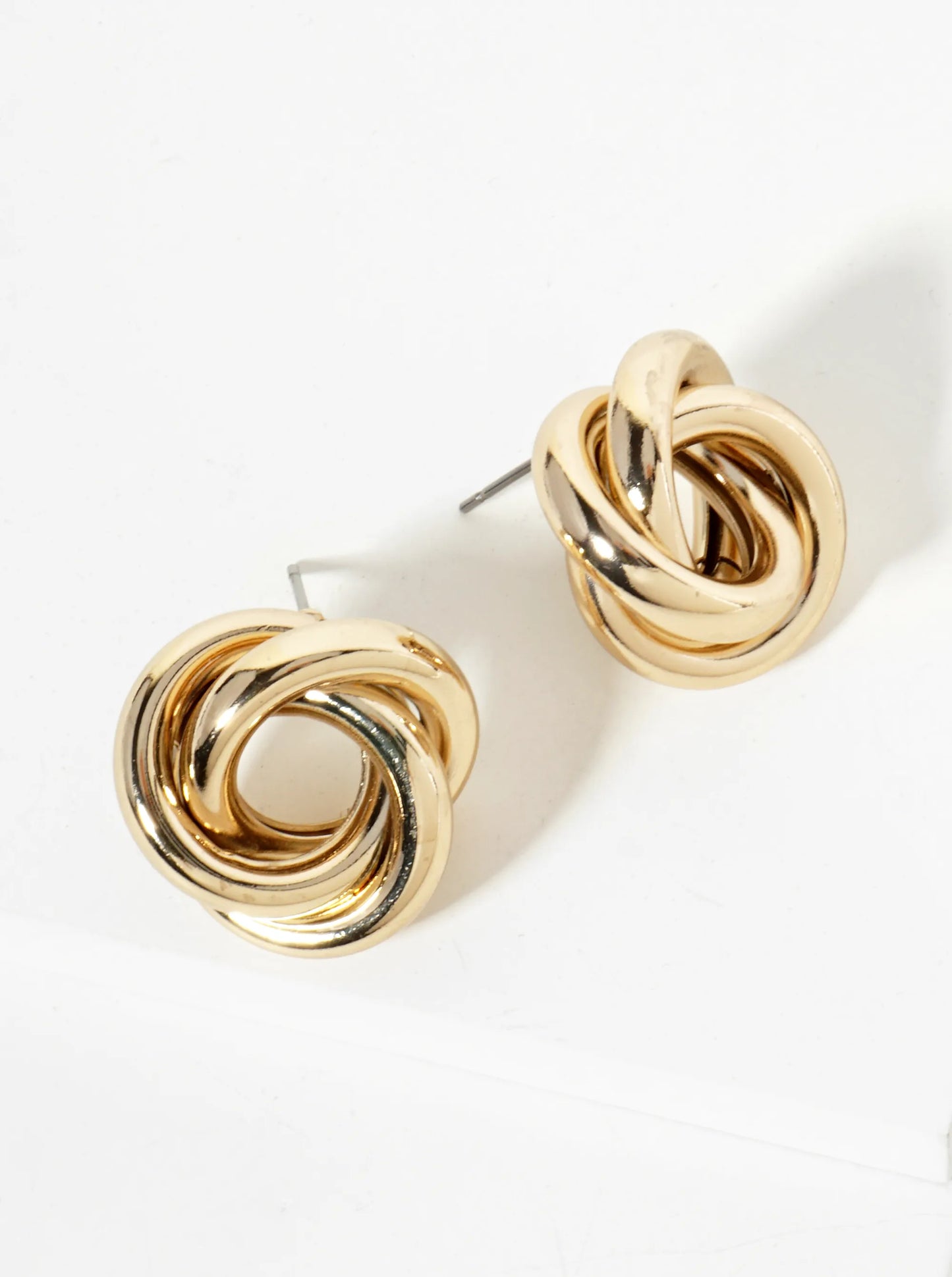 Polished 14K-Gold-Dipped 20mm Love Knot Stud Earrings