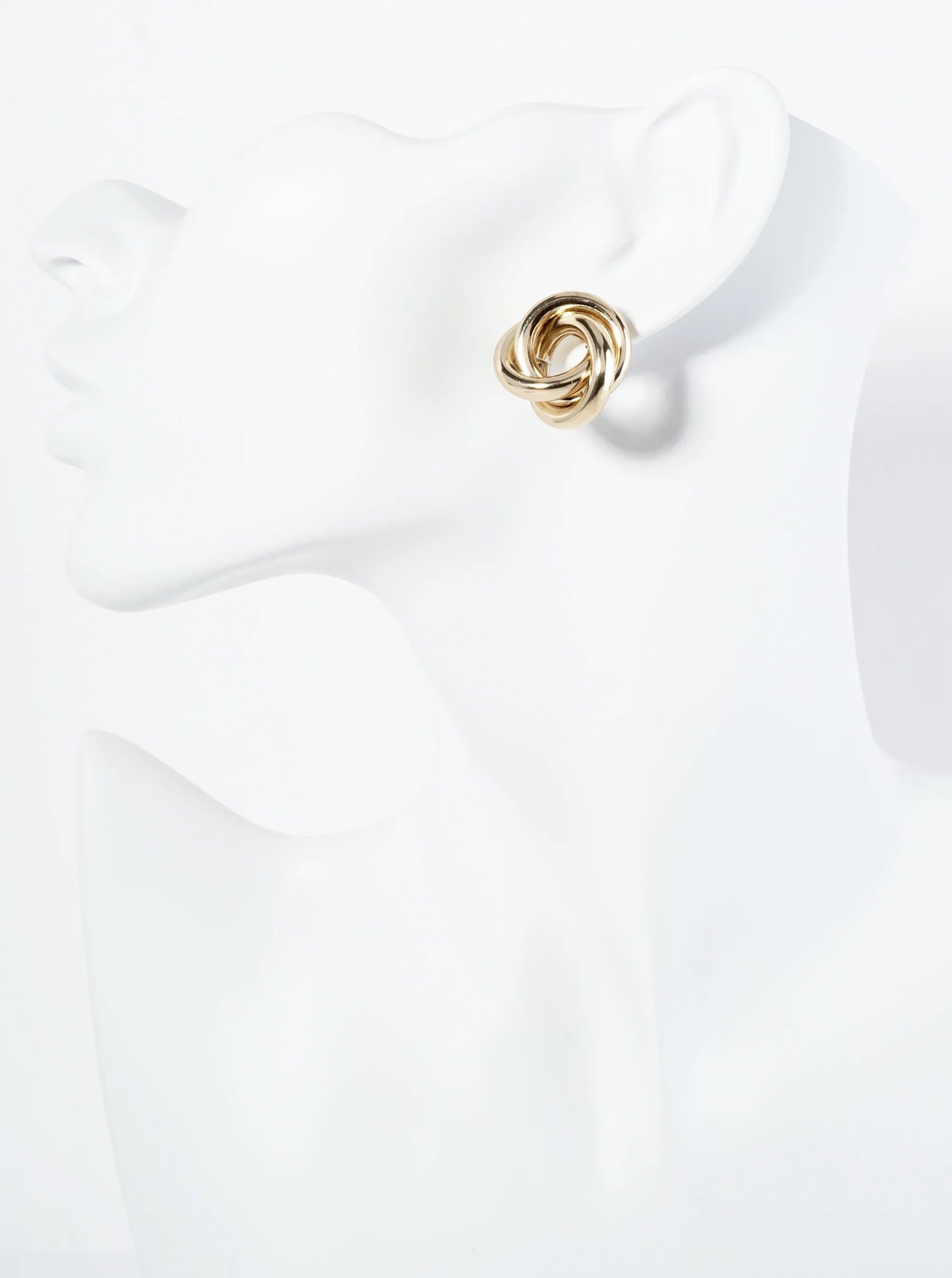 Polished 14K-Gold-Dipped 20mm Love Knot Stud Earrings
