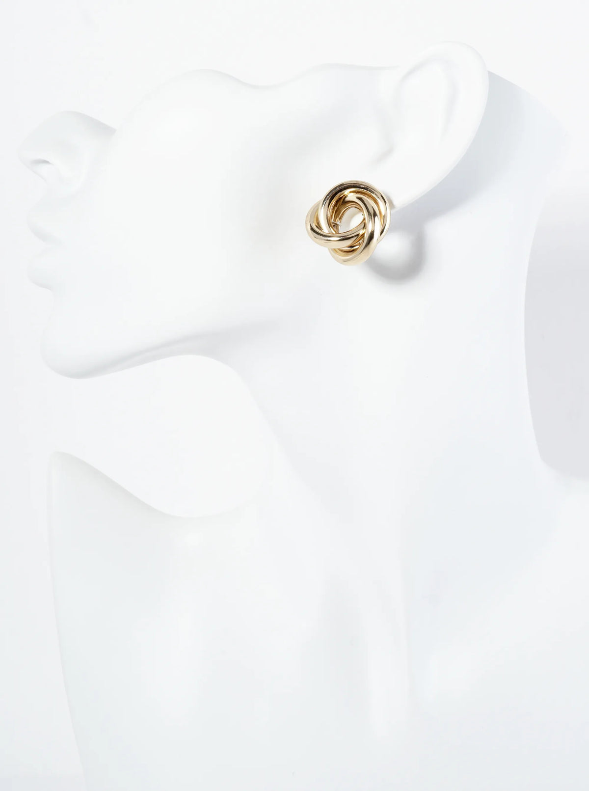 Polished 14K-Gold-Dipped 20mm Love Knot Stud Earrings