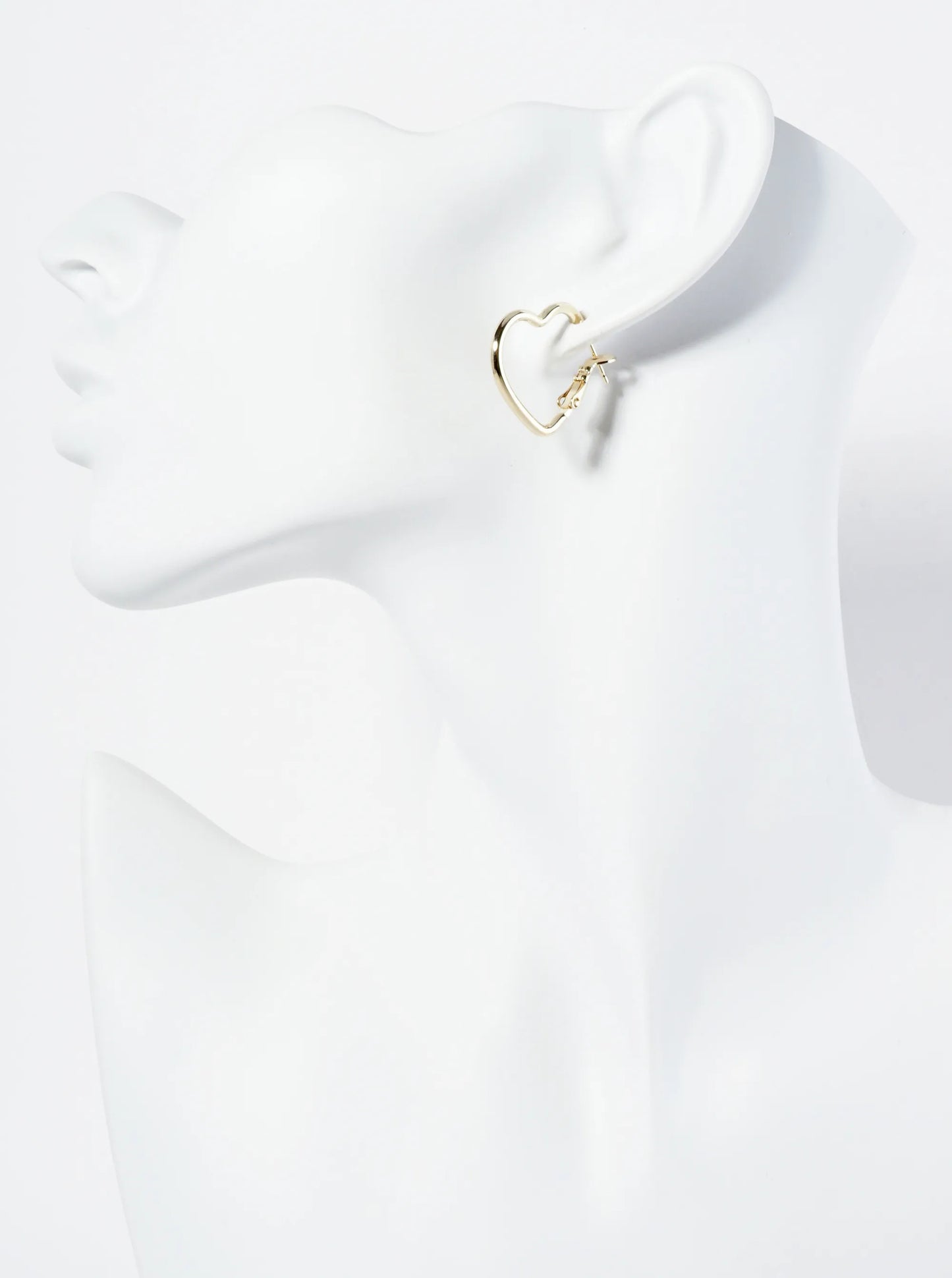 Polished 14K-Gold-Dipped 23mm Heart Shape Latch-Back Hoop Earrings