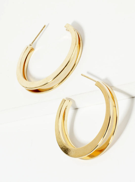 Polished 14K-Gold-Dipped 30mm Double Hoop Earrings