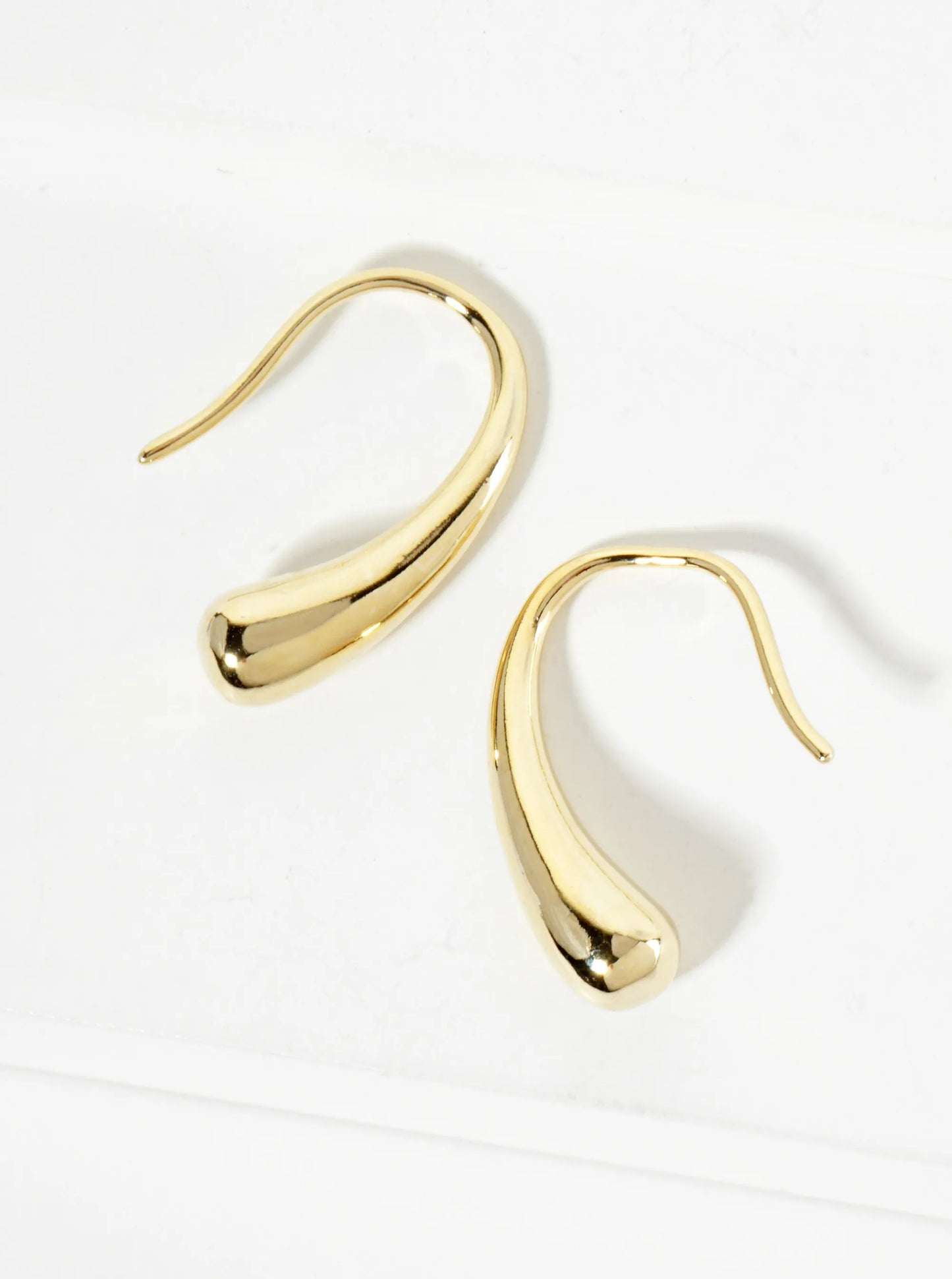 Polished 14K-Gold-Dipped Artistic 3D Teardrop-Shaped Earrings