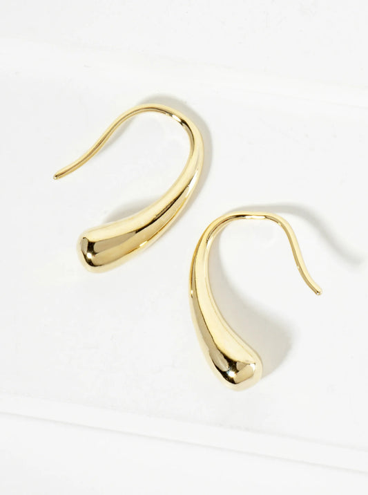 Polished 14K-Gold-Dipped Artistic 3D Teardrop-Shaped Earrings