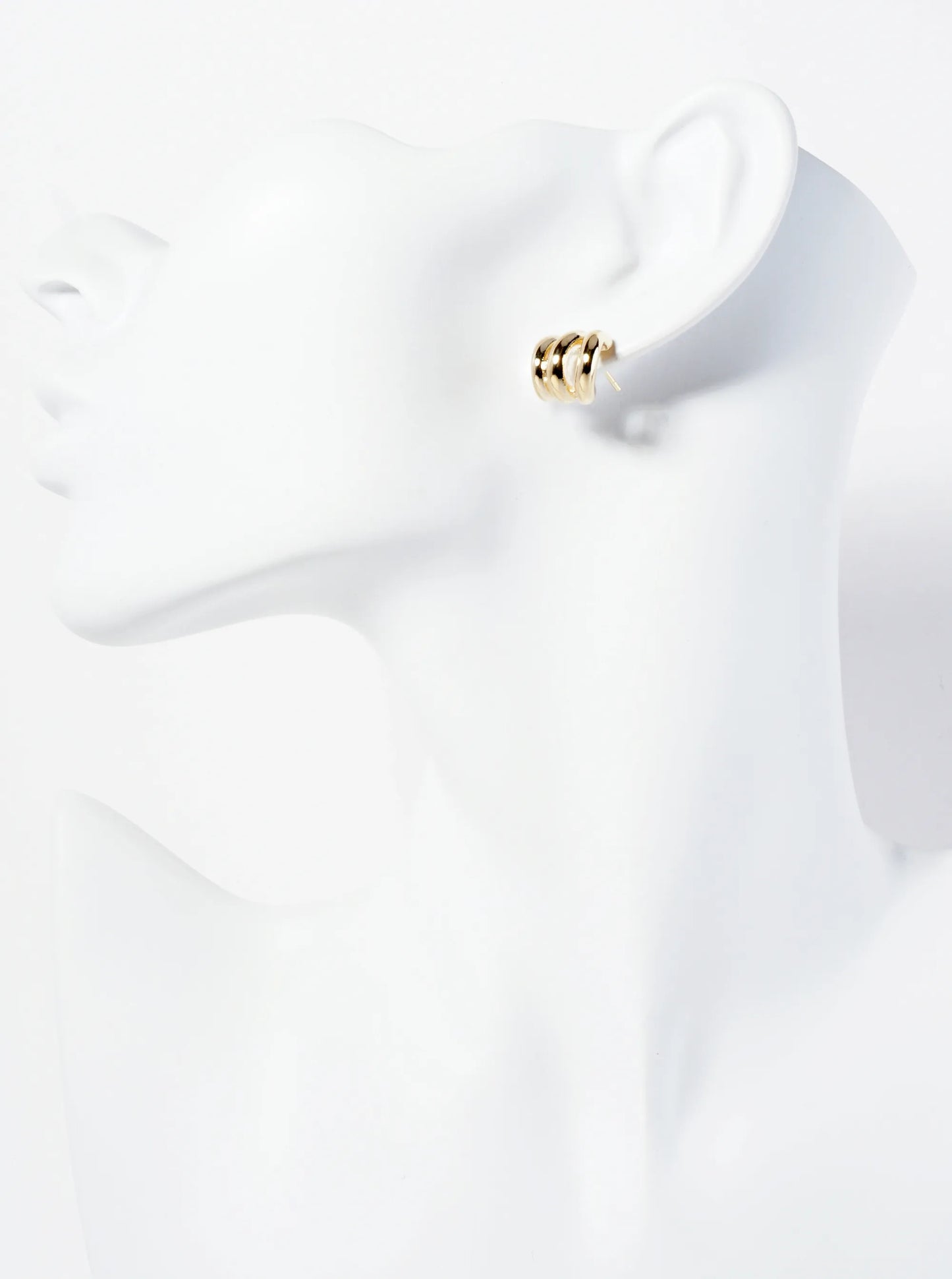 Polished 14K-Gold-Dipped Brass10mm Claw J-Hoop Earrings